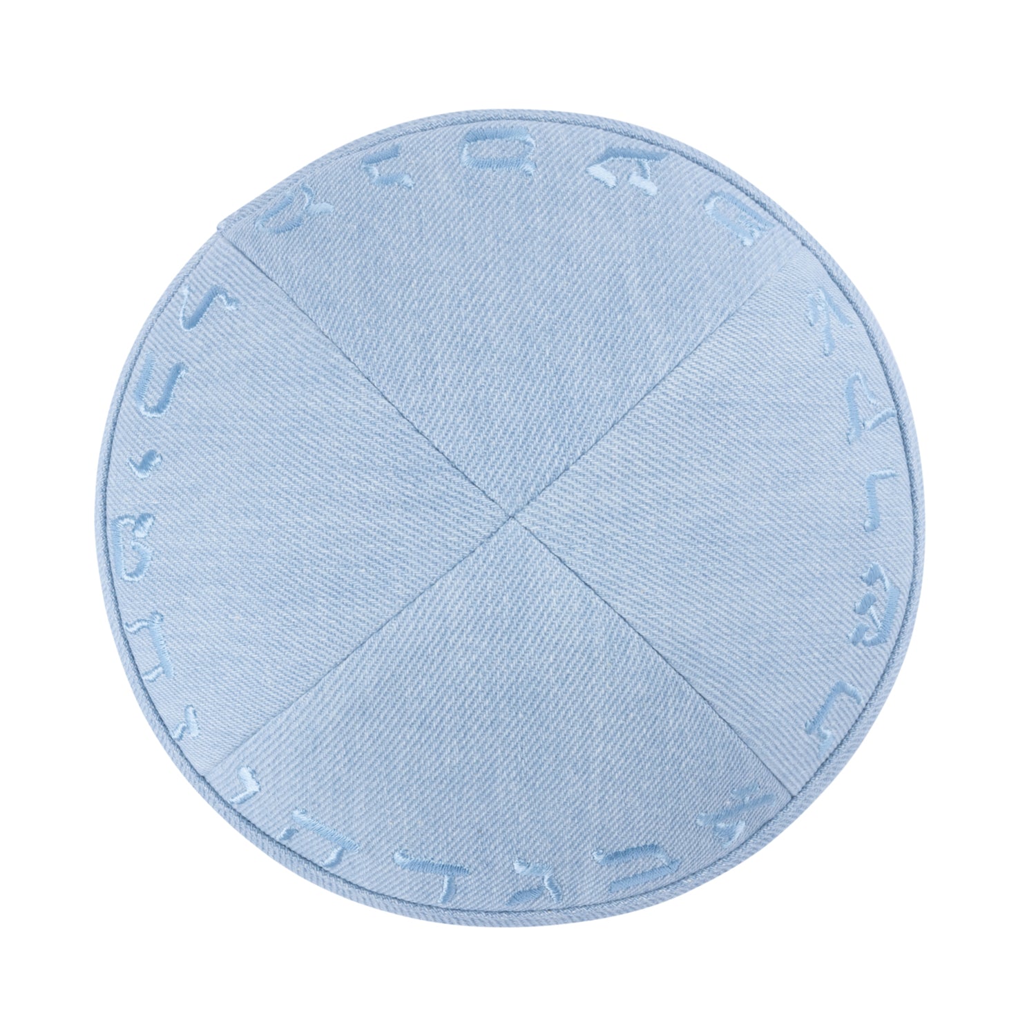 IKIPPAH LIGHT BLUE DENIM W/ ALEPH BAIS YARMULKE