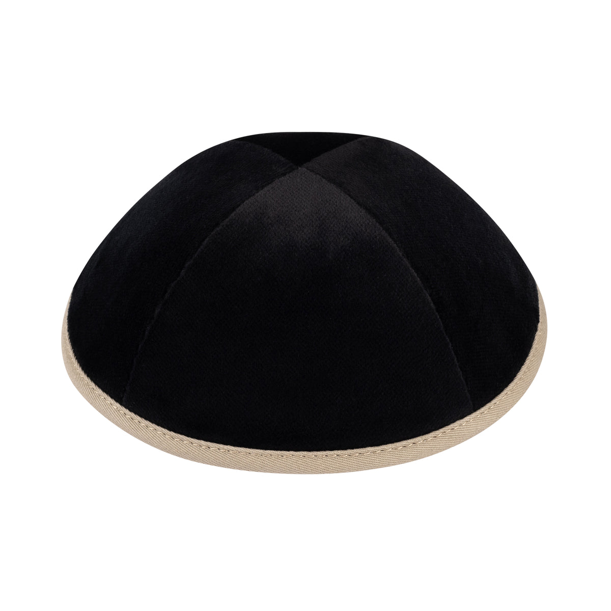 IKIPPAH BLACK VELVET W/ TAN RIM YARMULKE