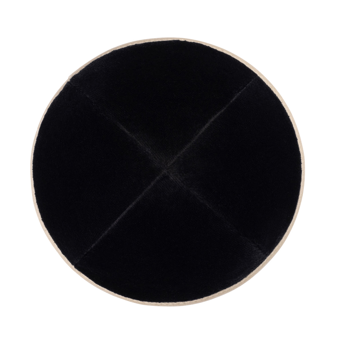 IKIPPAH BLACK VELVET W/ DARK TAN RIM YARMULKE