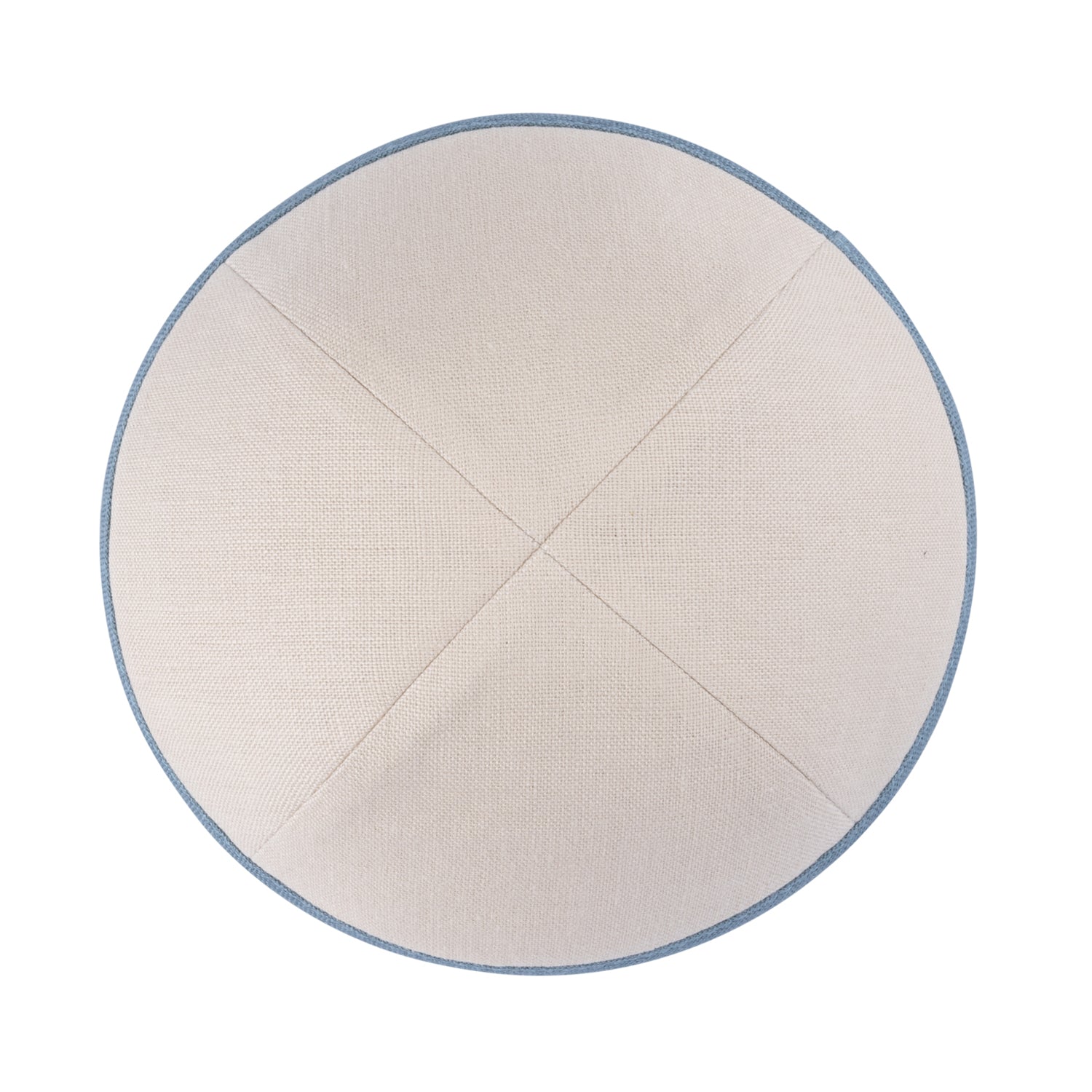 IKIPPAH MID BEIGE LINEN W/ BLUE GRAY RIM YARMULKE