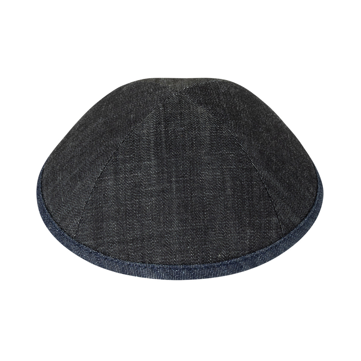 IKIPPAH BLACK DENIM W/ NAVY DENIM RIM YARMULKE