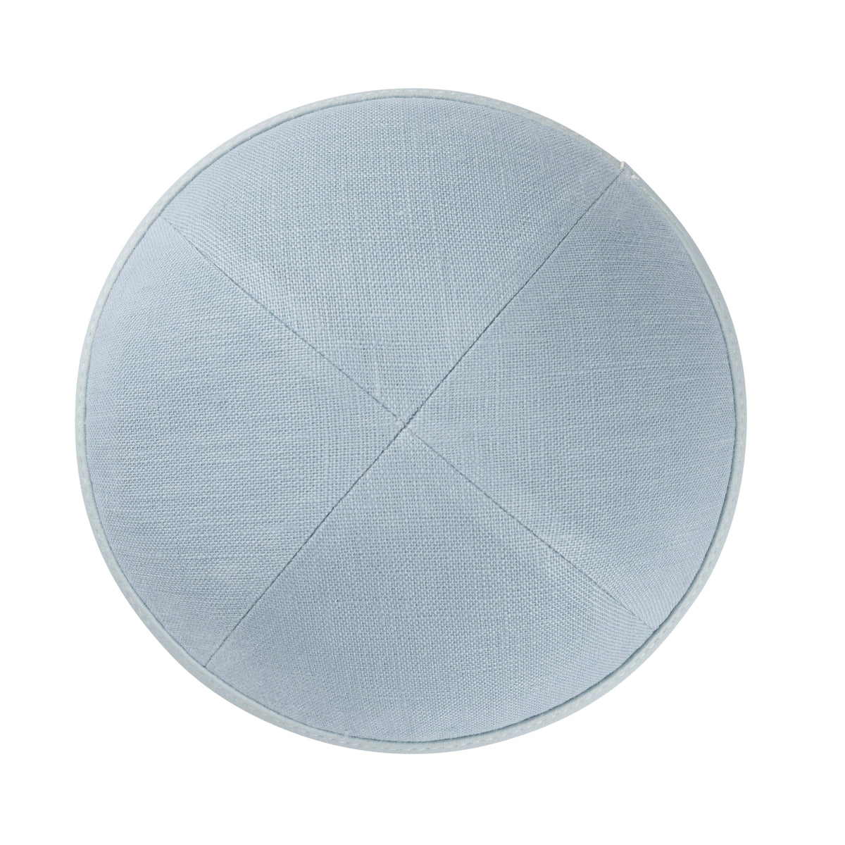 IKIPPAH LIGHT BLUE LINEN W/ LEATHER RIM YARMULKE