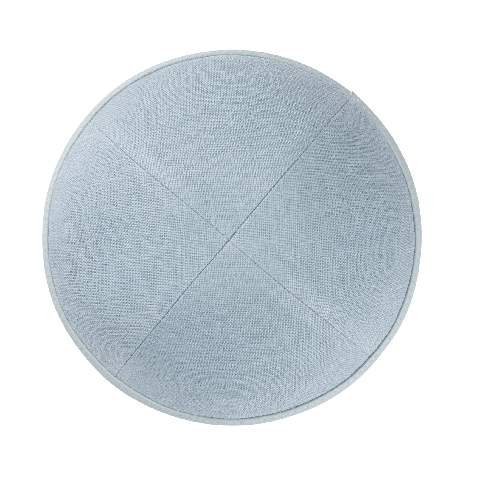 IKIPPAH LIGHT BLUE LINEN W/ LEATHER RIM YARMULKE