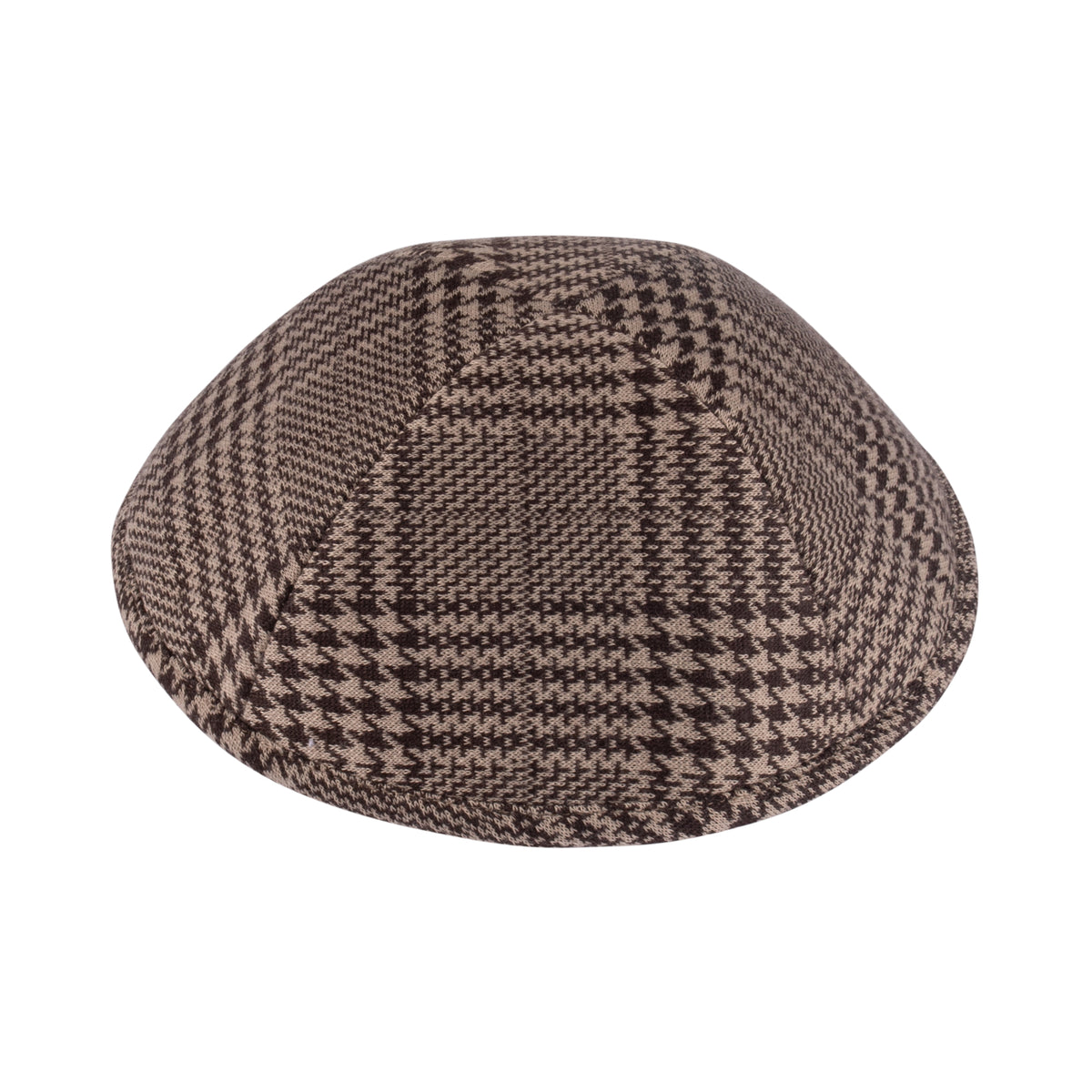 IKIPPAH BROWN &amp; CAMEL HOUNDSTOOTH PLAID YARMULKE