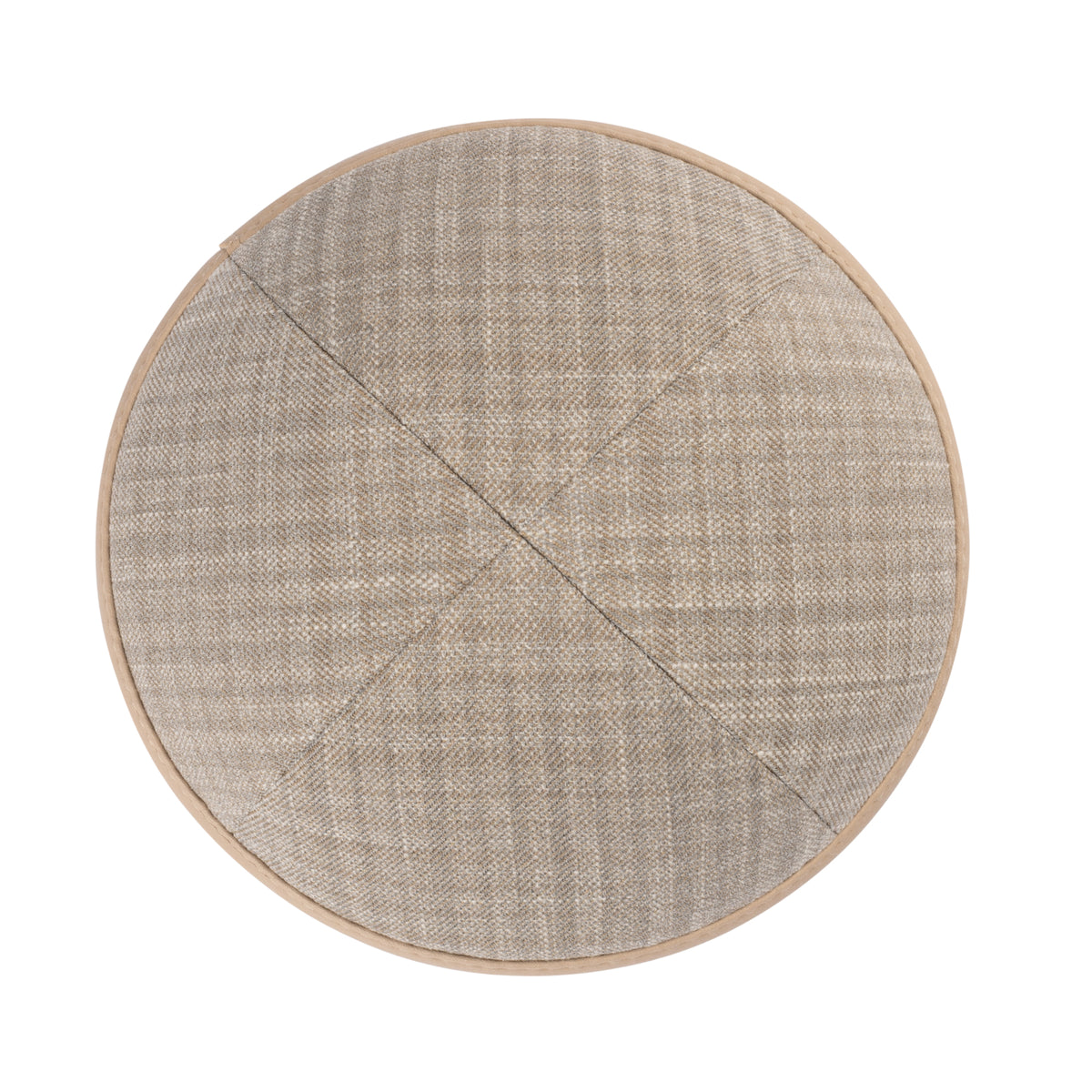 IKIPPAH TAN PLAID W/ TAUPE LEATHER RIM YARMULKE