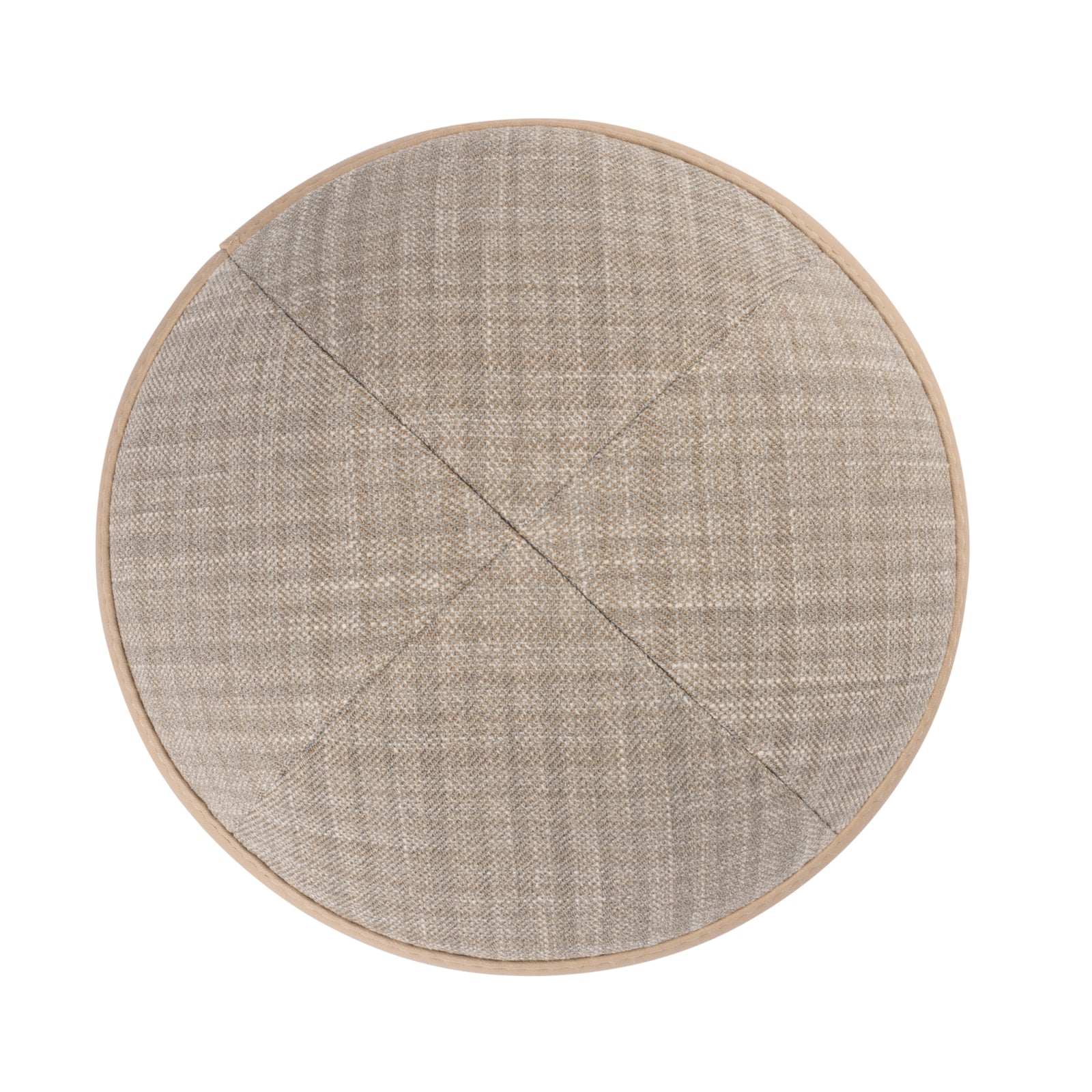 IKIPPAH TAN PLAID W/ TAUPE LEATHER RIM YARMULKE