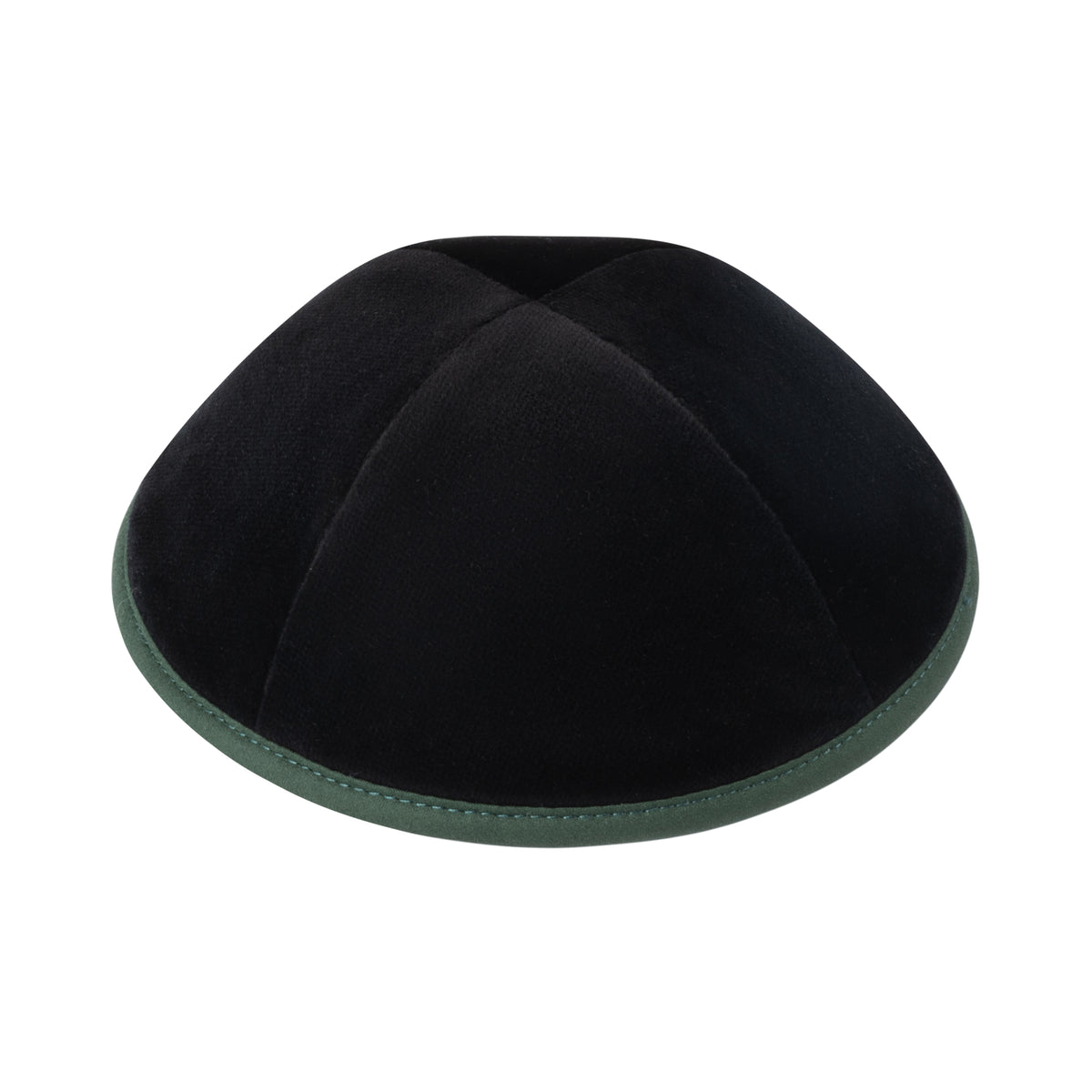 IKIPPAH BLACK VELVET W/ HUNTER GREEN RIM YARMULKE