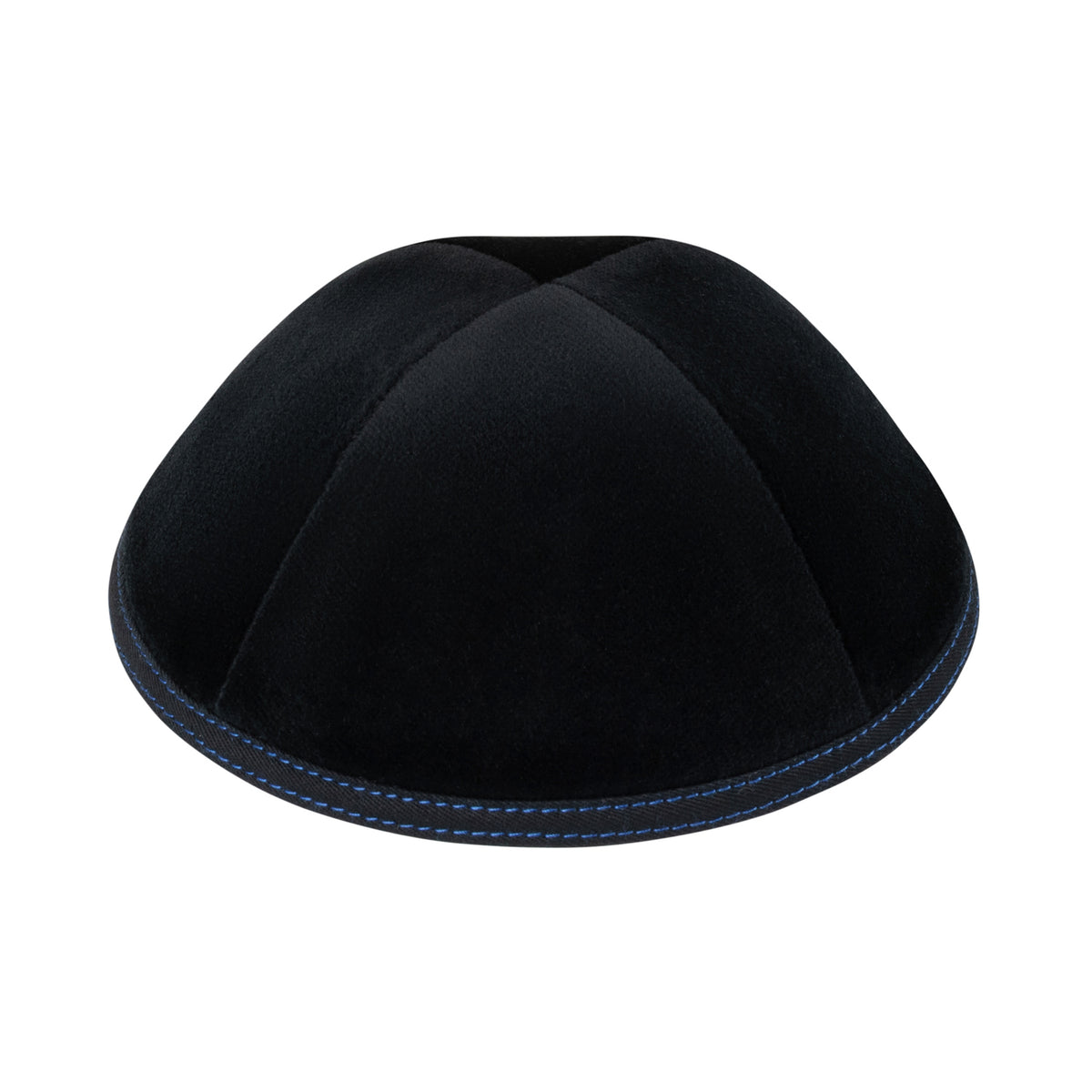 IKIPPAH BLACK VELVET W/ MID BLUE STITCHING YARMULKE