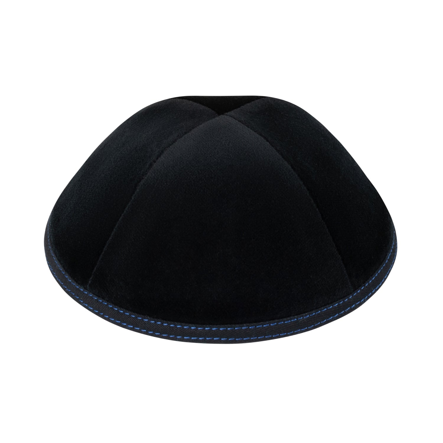 IKIPPAH BLACK VELVET W/ MID BLUE STITCHING YARMULKE