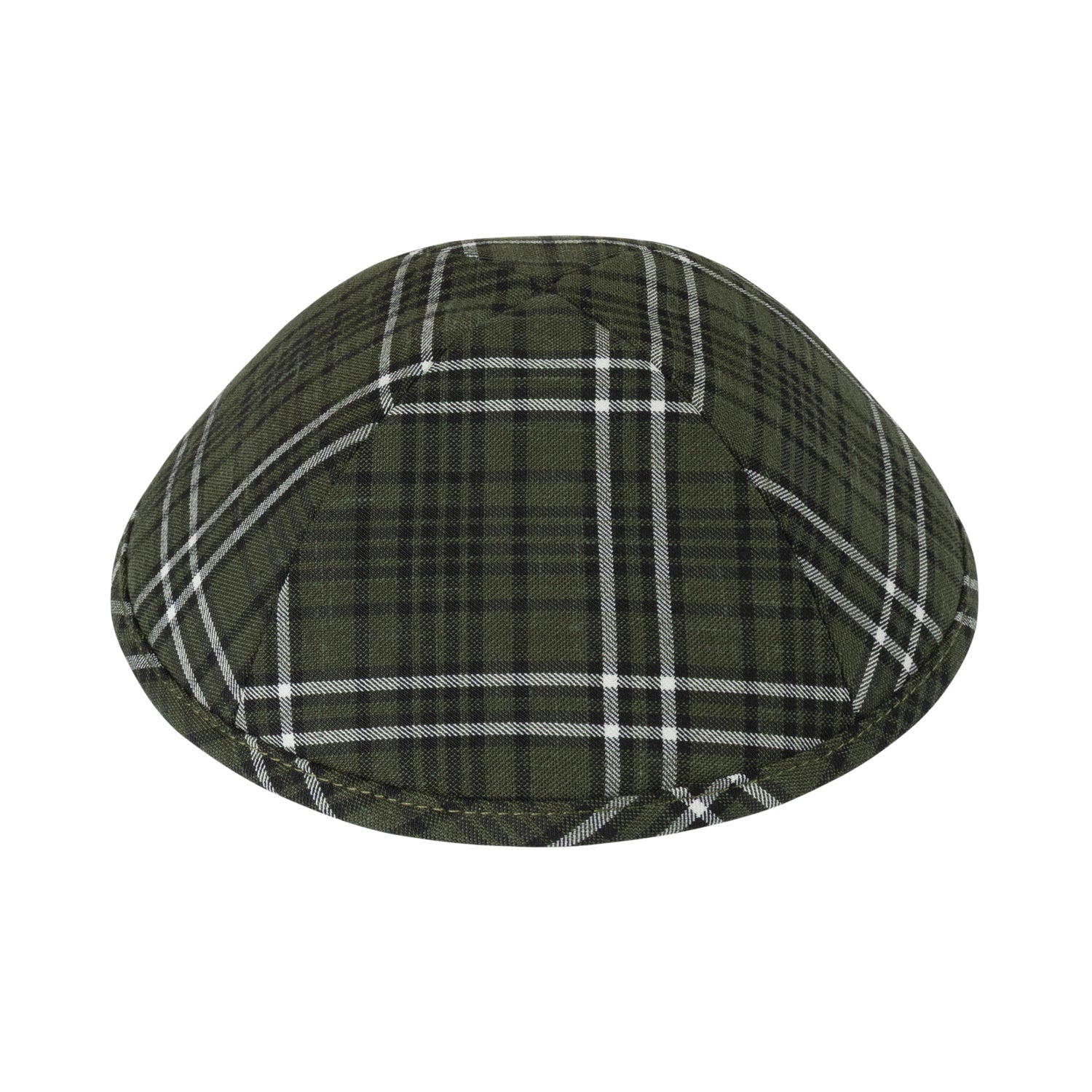 IKIPPAH OLIVE GREEN PLAID YARMULKE