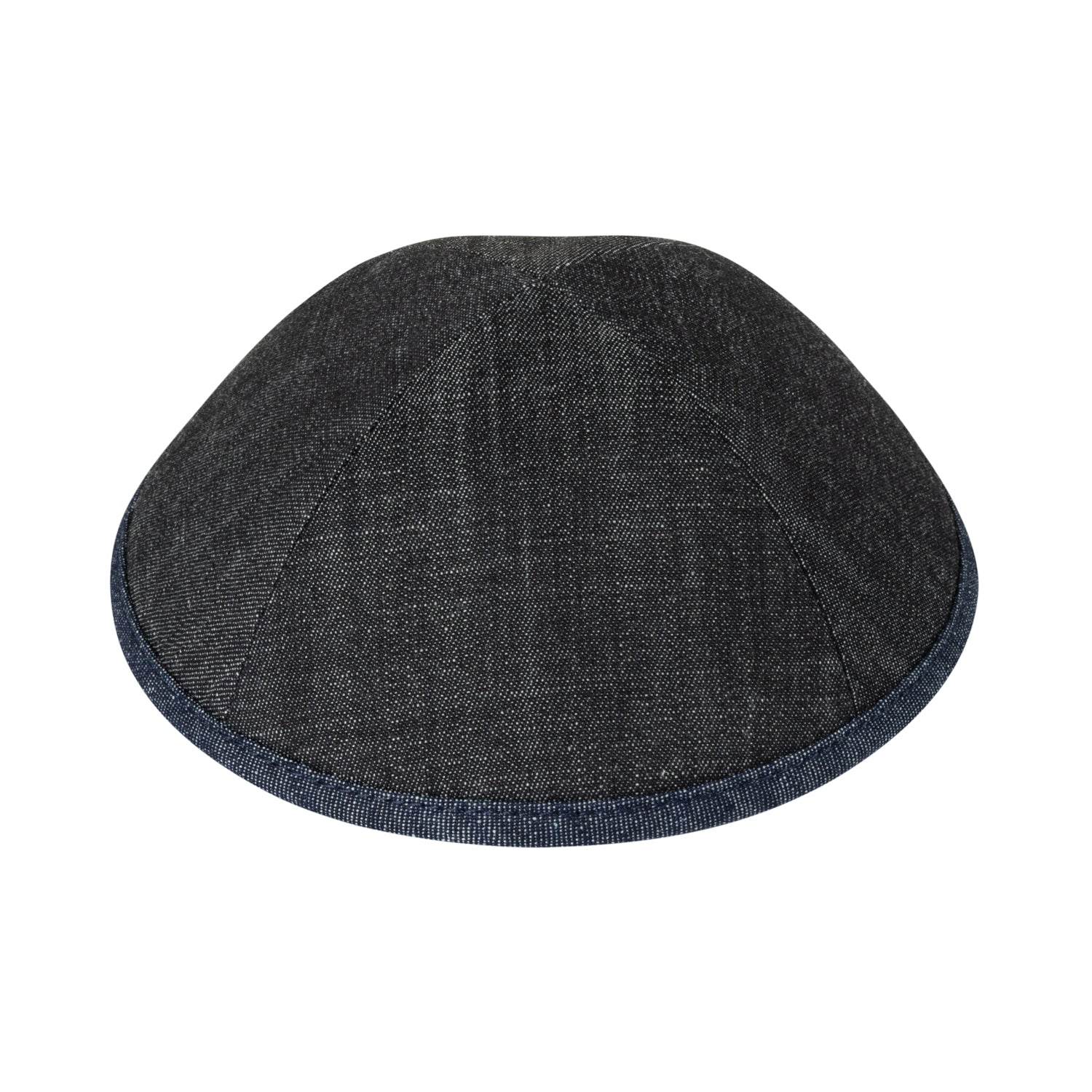 IKIPPAH BLACK DENIM W/ NAVY DENIM RIM YARMULKE