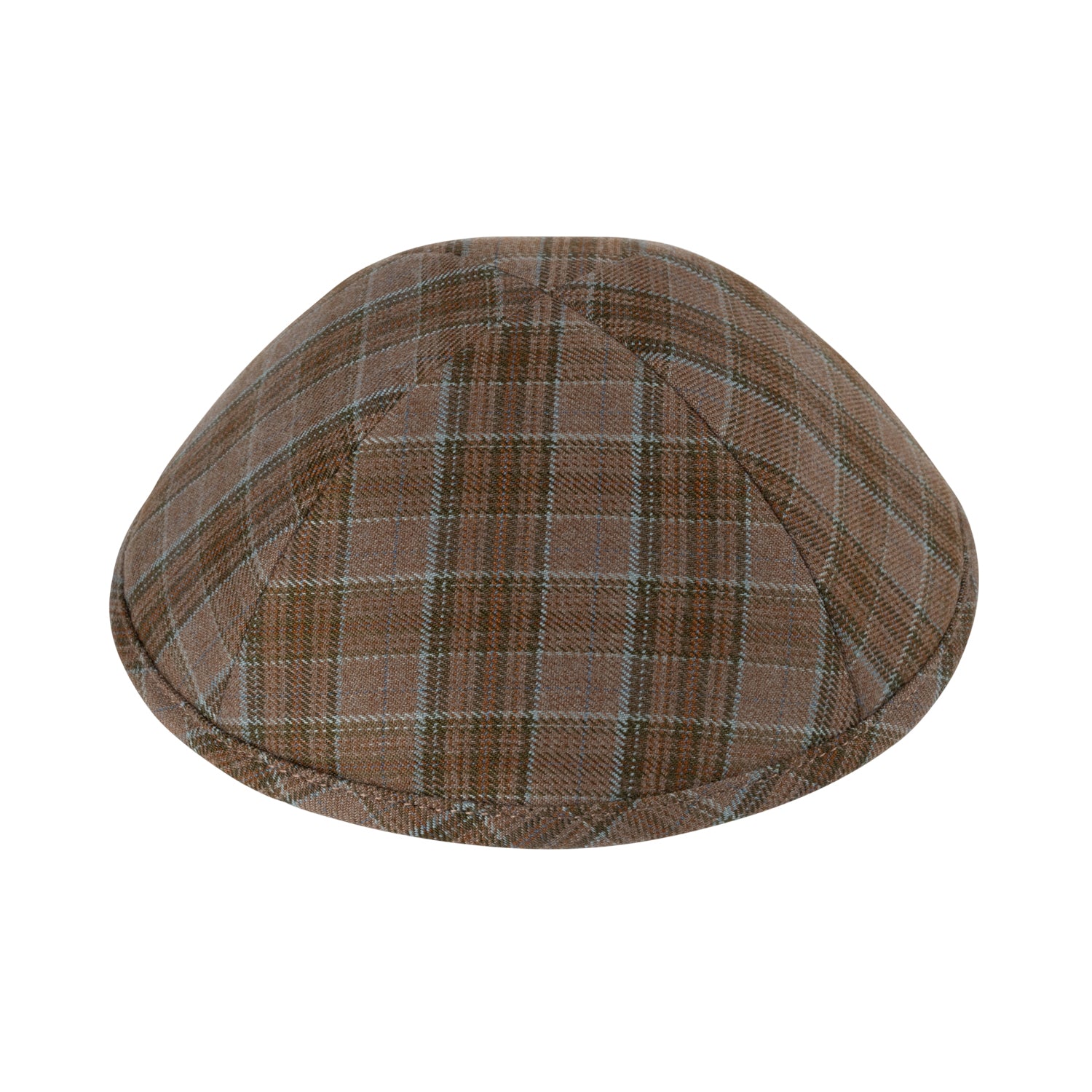 IKIPPAH BROWN & BLUE BOX PLAID YARMULKE
