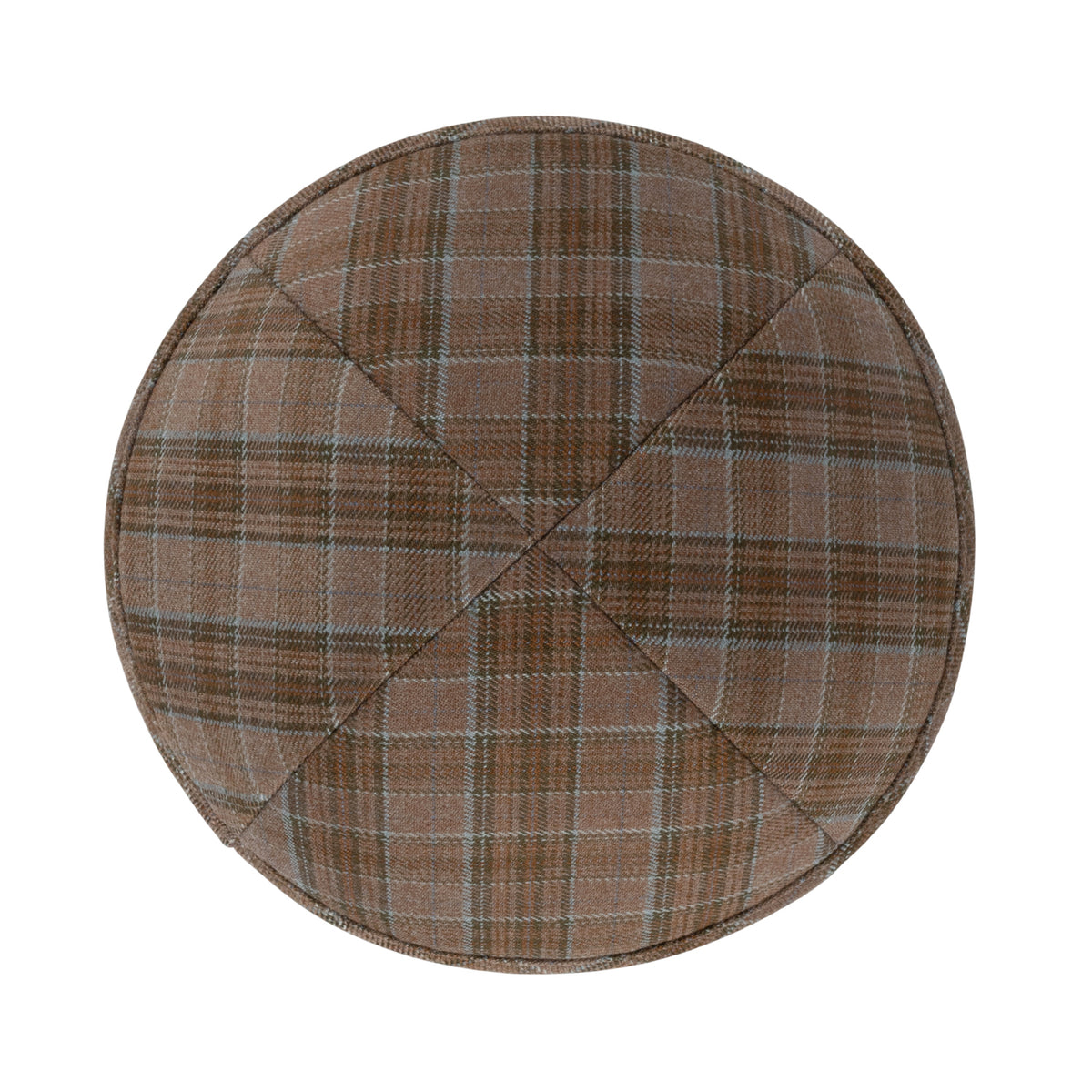 IKIPPAH BROWN & BLUE BOX PLAID YARMULKE