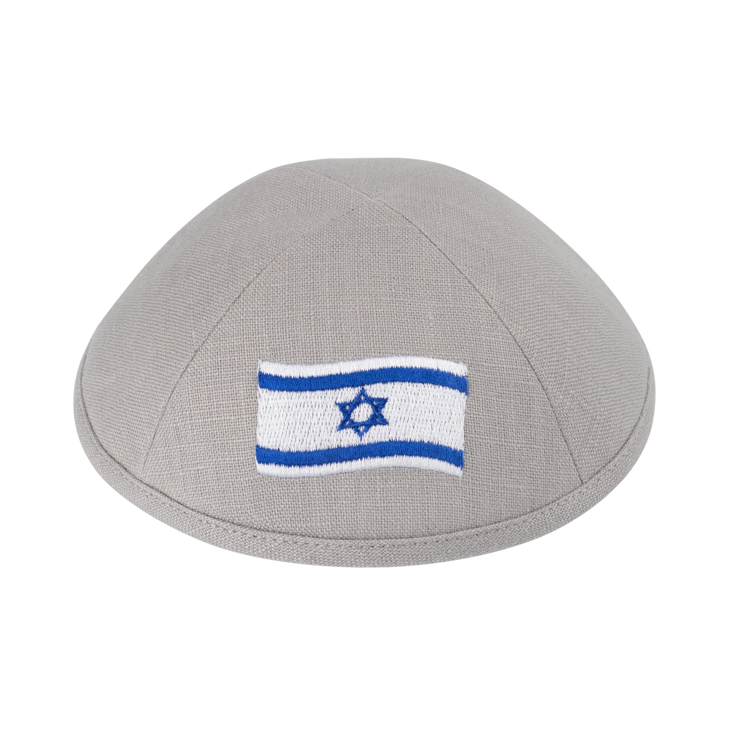 IKIPPAH LIGHT GRAY LINEN W/ ISRAELI FLAG YARMULKE