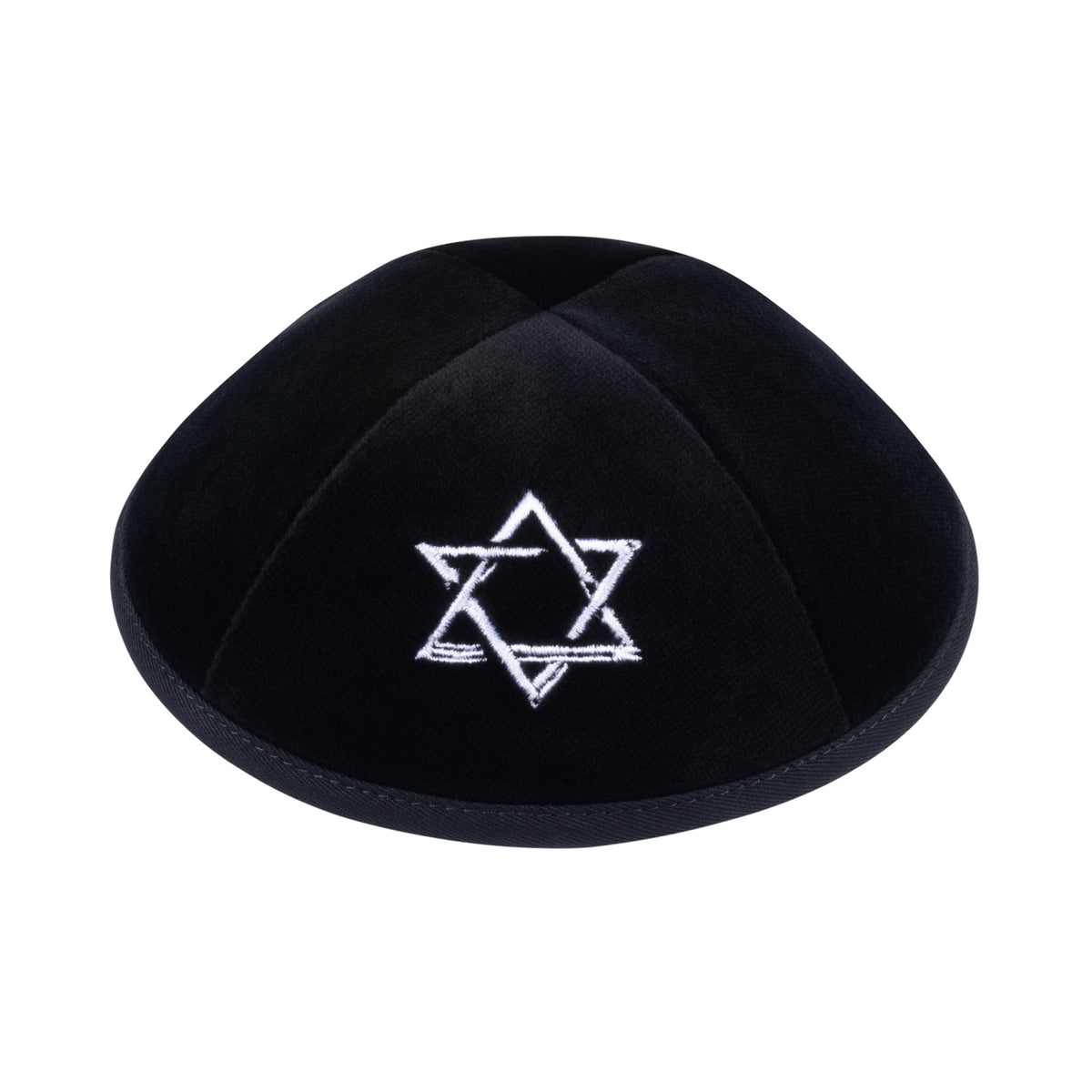 IKIPPAH BLACK VELVET W/ WHITE STAR YARMULKE