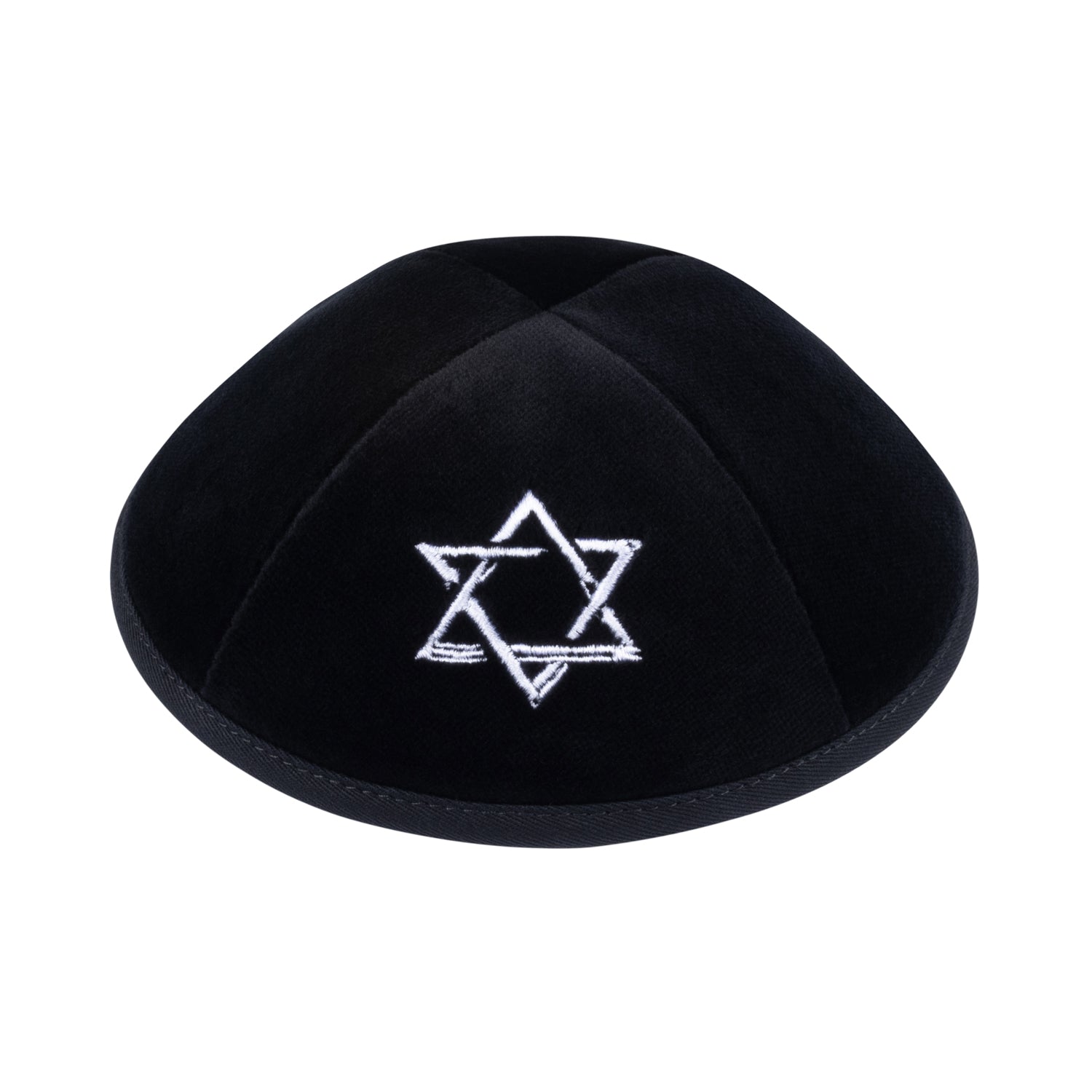 IKIPPAH BLACK VELVET W/ WHITE STAR YARMULKE