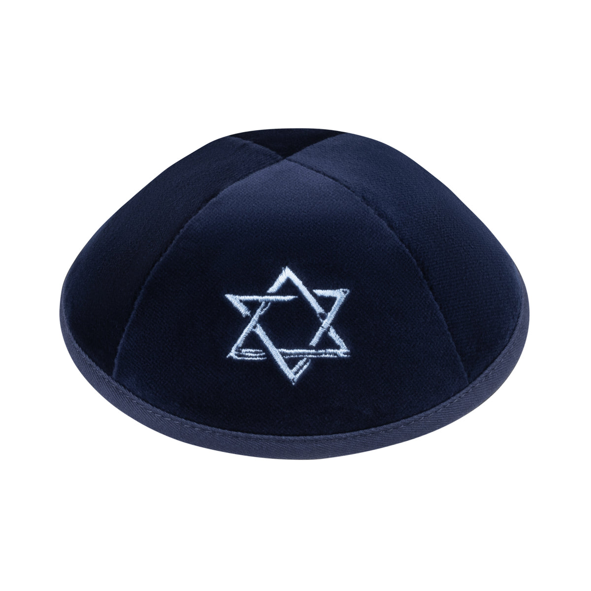 IKIPPAH NAVY VELVET W/ LIGHT BLUE STAR YARMULKE