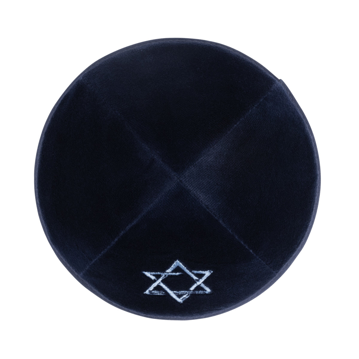 IKIPPAH NAVY VELVET W/ LIGHT BLUE STAR YARMULKE