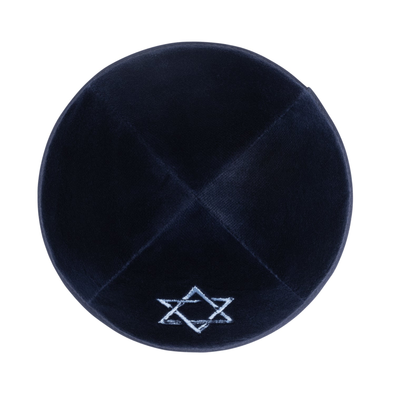 IKIPPAH NAVY VELVET W/ LIGHT BLUE STAR YARMULKE