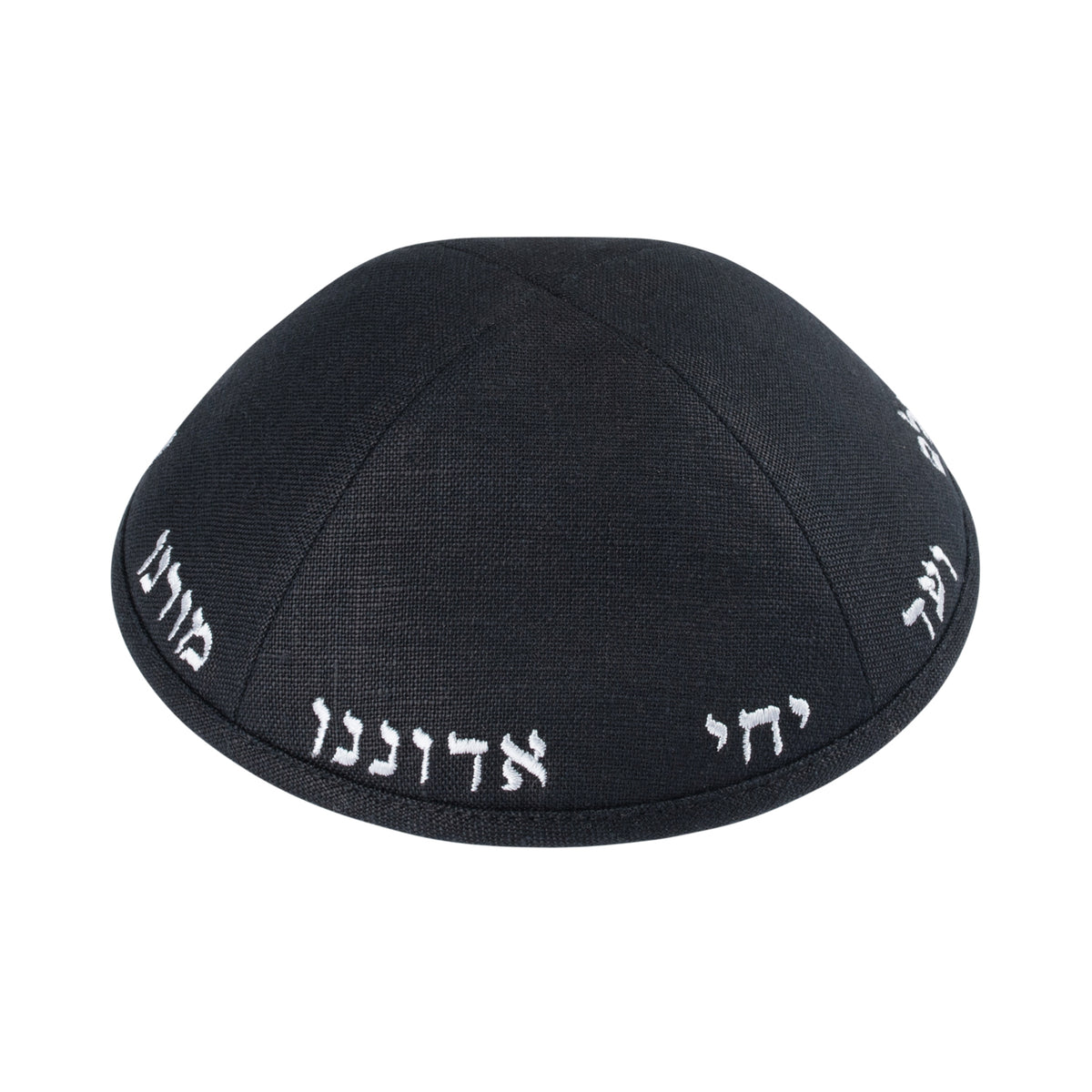 IKIPPAH YECHI 4 PANEL BLACK LINEN YARMULKE
