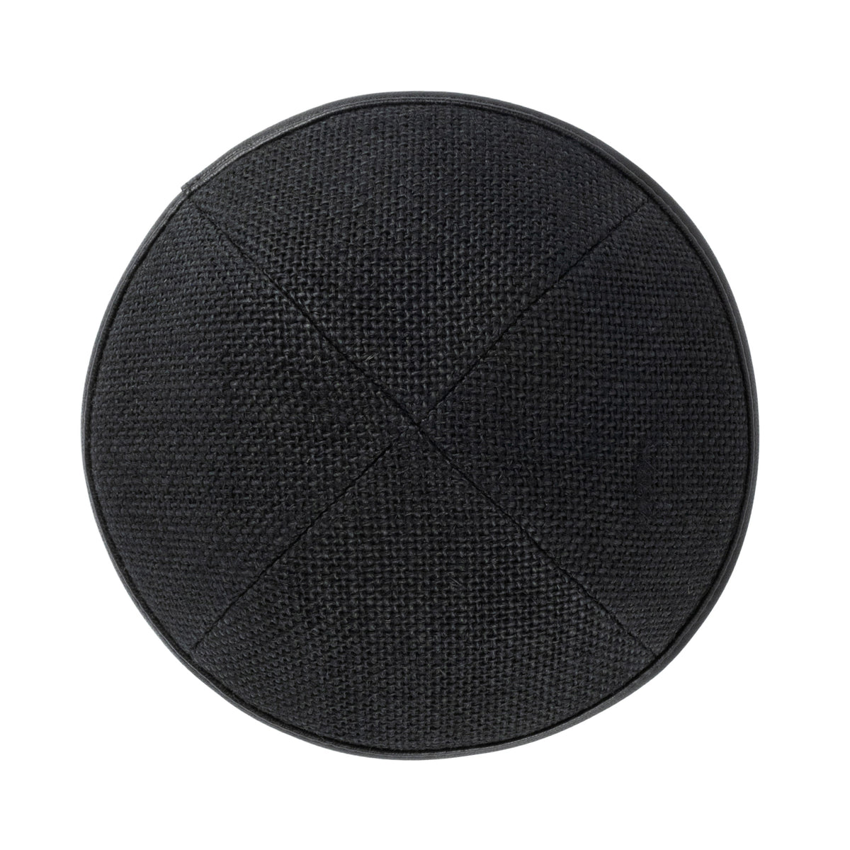 IKIPPAH BLACK BURLAP W/ LEATHER RIM YARMULKE