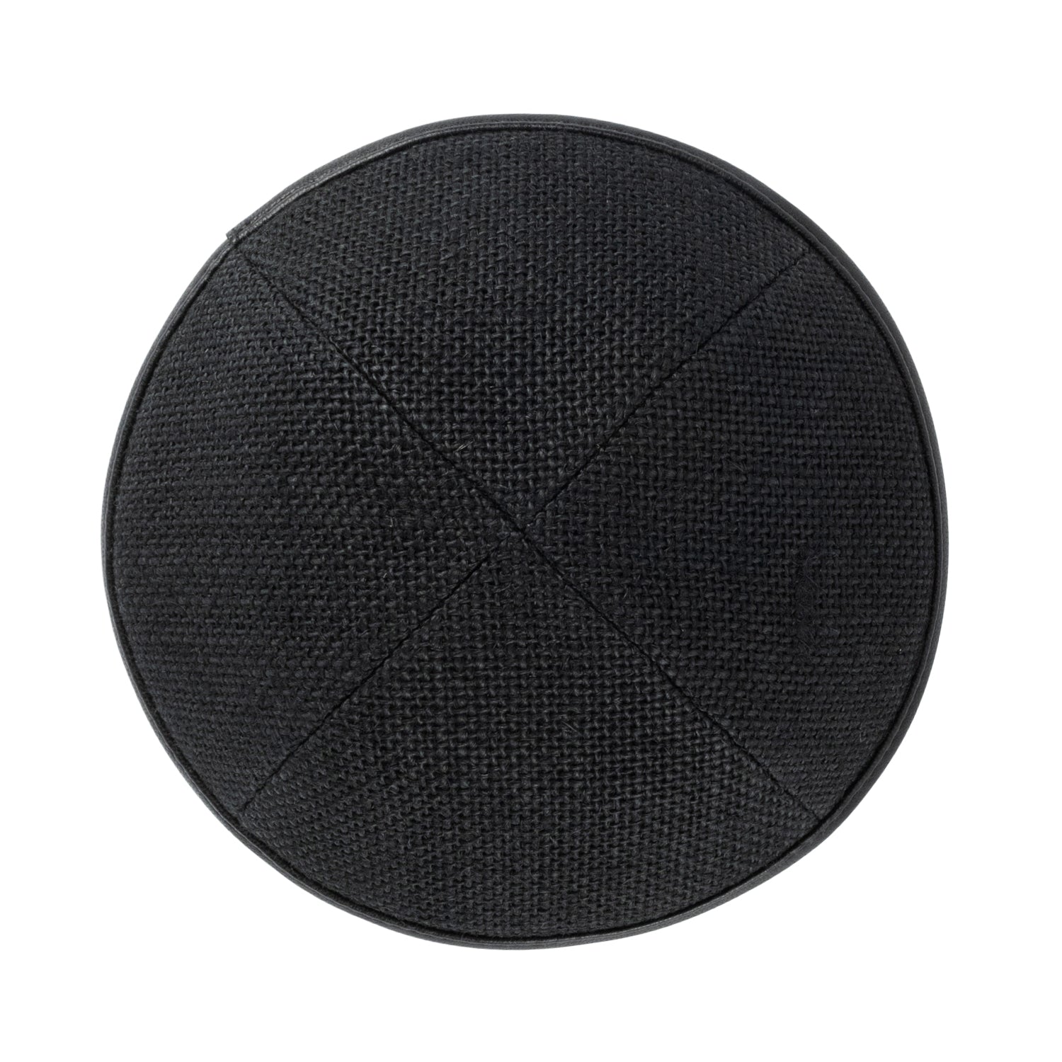 IKIPPAH BLACK BURLAP W/ LEATHER RIM YARMULKE