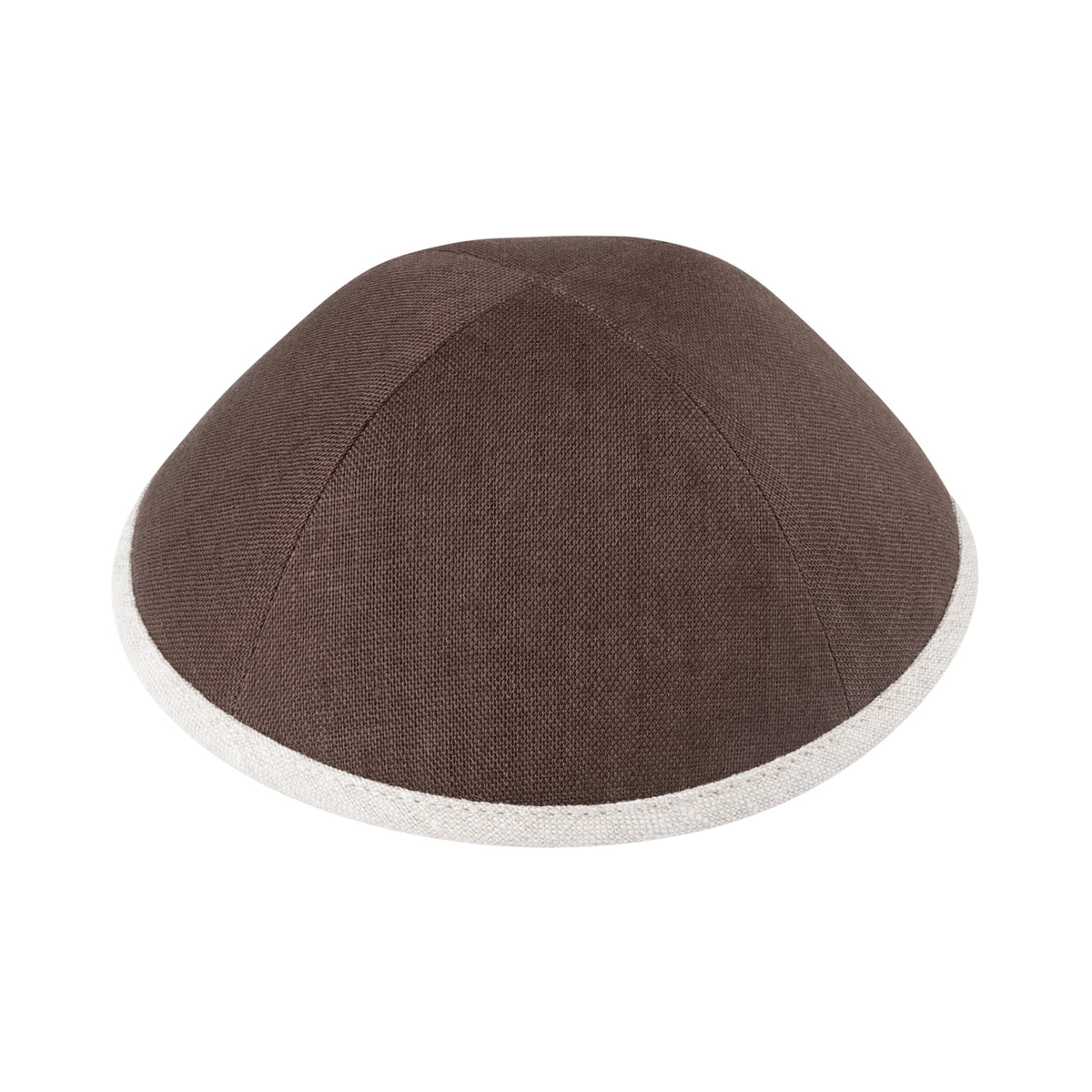 IKIPPAH BROWN LINEN W/ TAN LINEN RIM YARMULKE