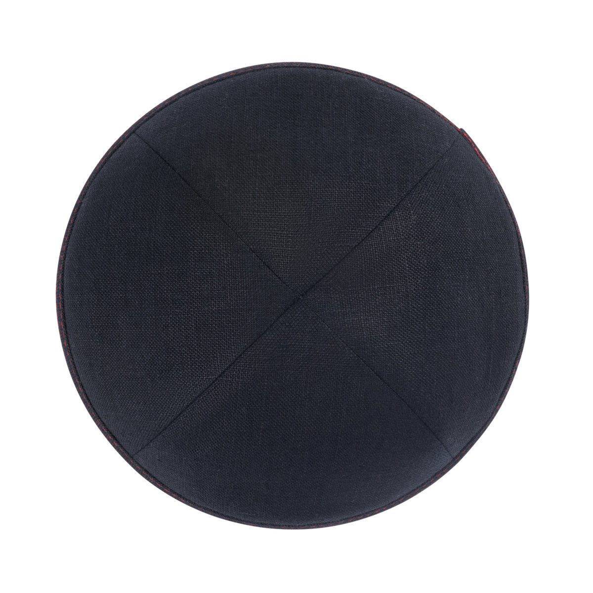 IKIPPAH BLACK LINEN W/ RED STITCHING YARMULKE