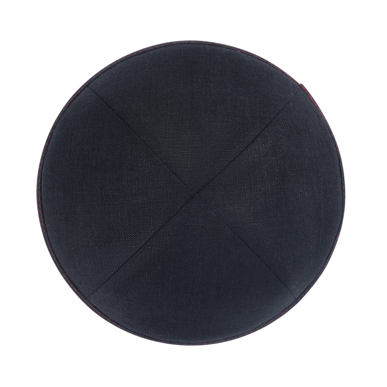 IKIPPAH BLACK LINEN W/ RED STITCHING YARMULKE