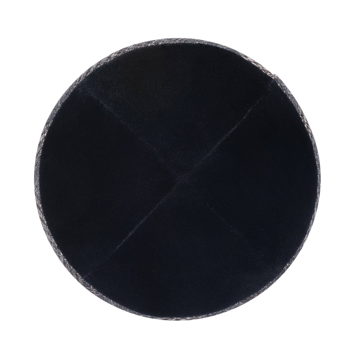 IKIPPAH BLACK VELVET W/ BLACK & TAN PLAID RIM YARMULKE