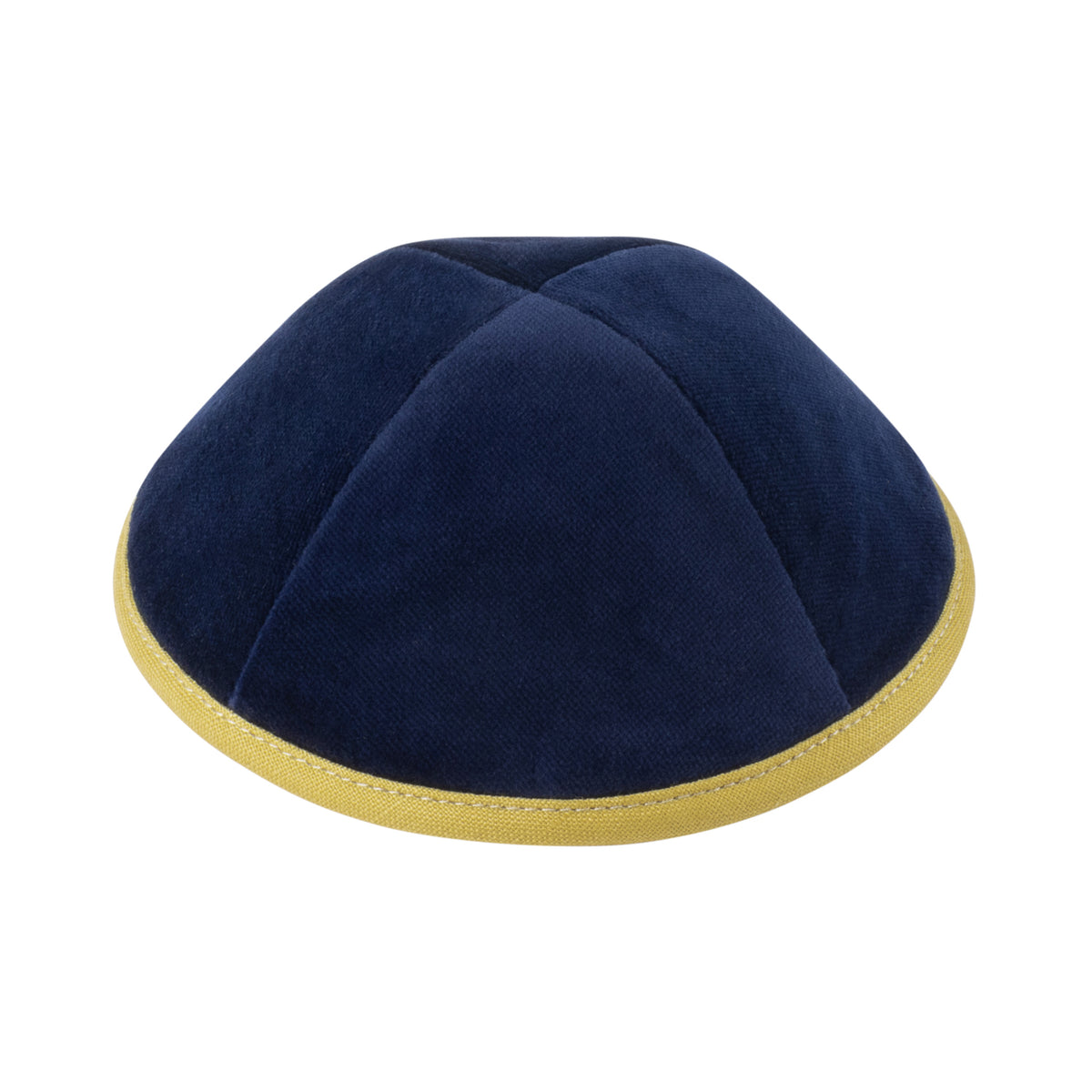 IKIPPAH NAVY VELVET W/ MUSTARD RIM YARMULKE