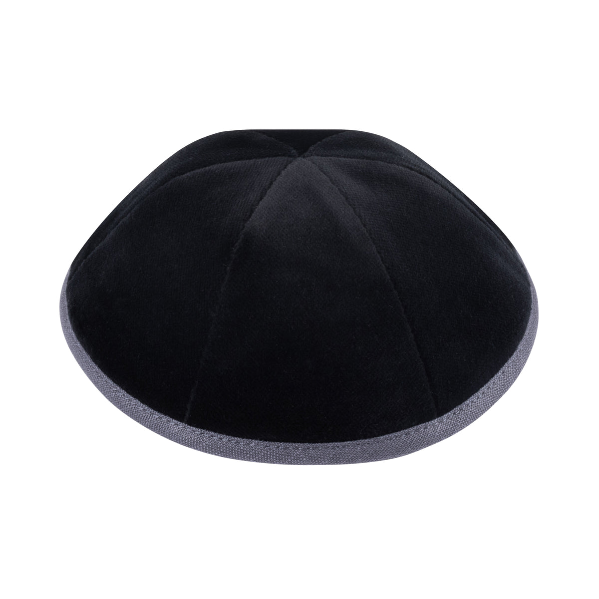 IKIPPAH BLACK VELVET W/ SLATE RIM - 6 PANEL YARMULKE