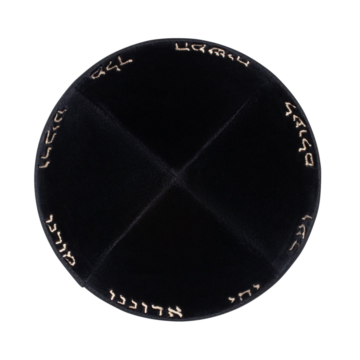 IKIPPAH YECHI 4 PANEL BLACK VELVET YARMULKE