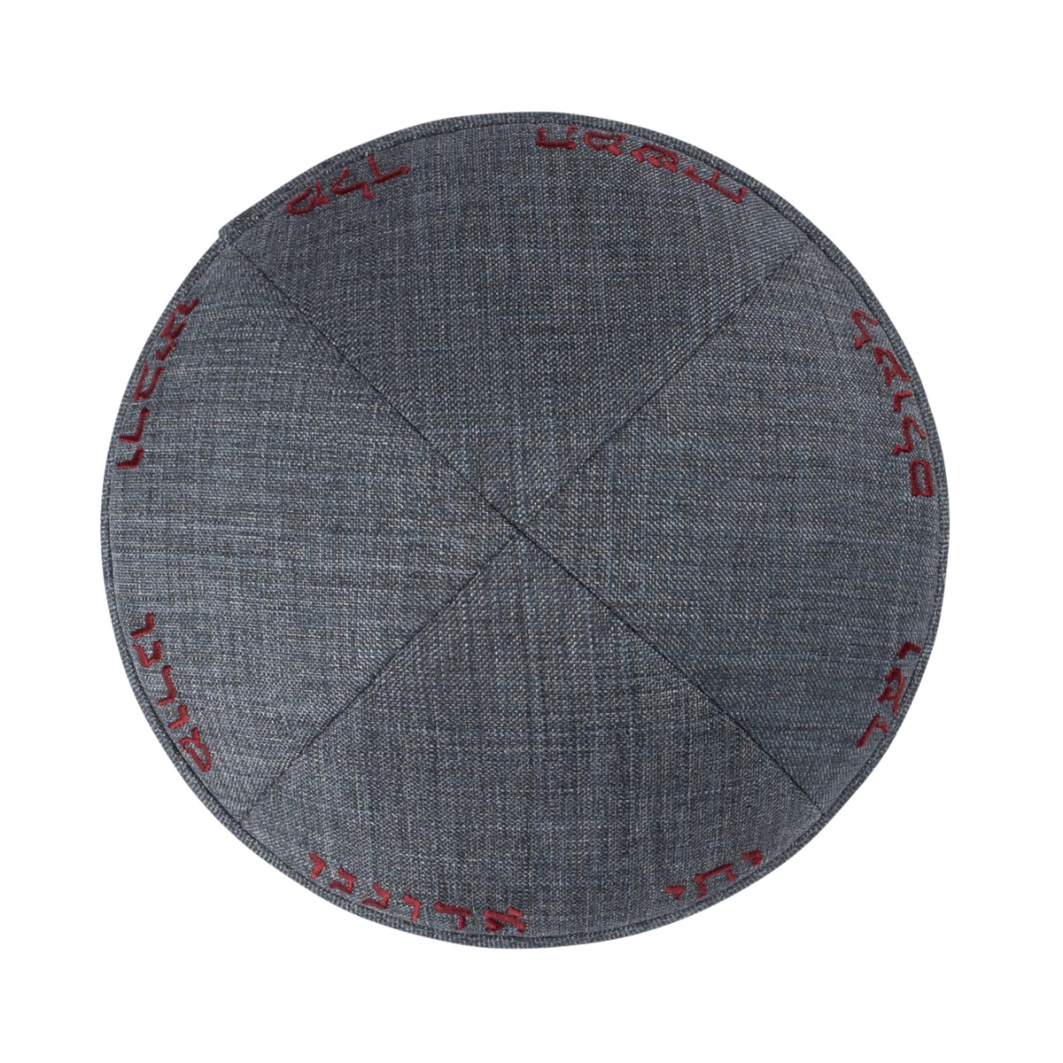 IKIPPAH YECHI GRAY SUITING W/ RED EMBROIDERY YARMULKE