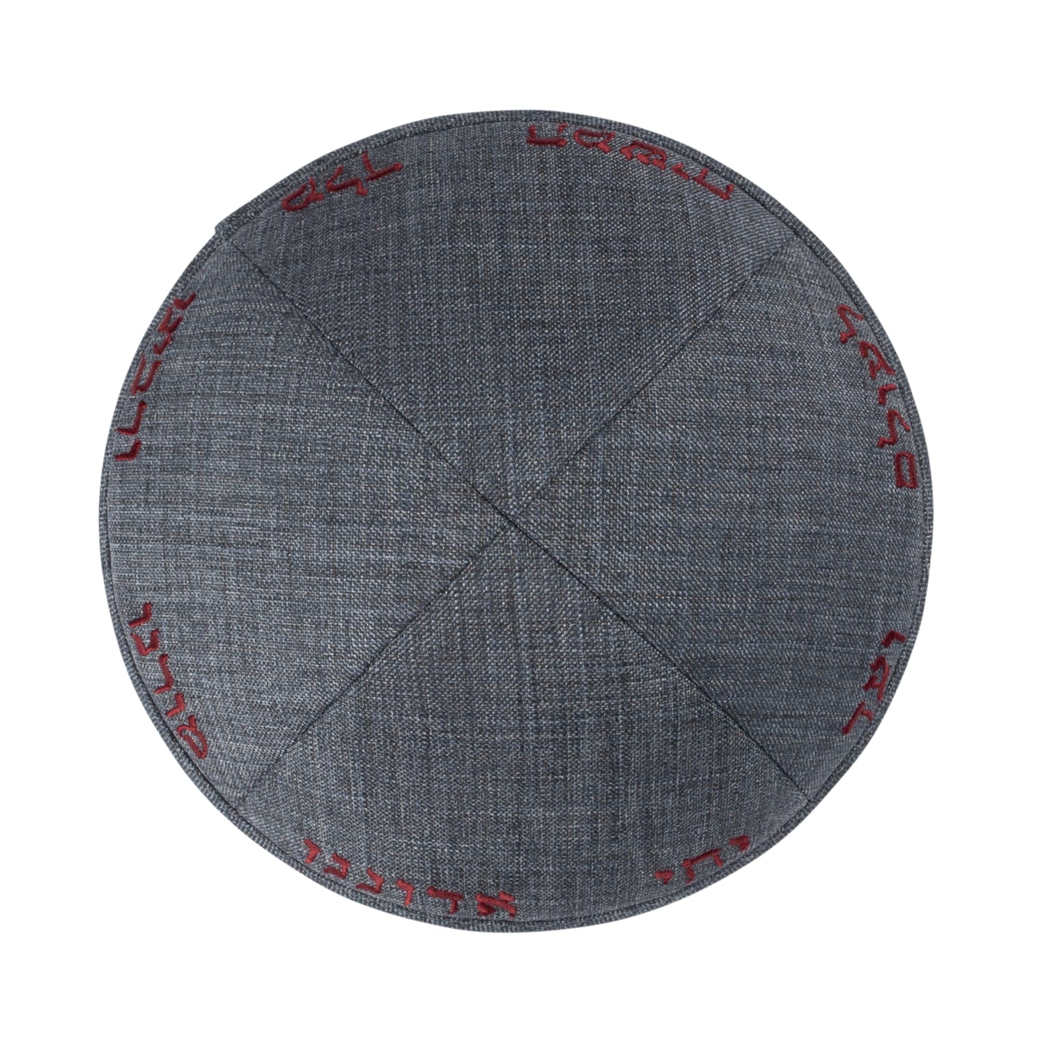 IKIPPAH YECHI GRAY SUITING W/ RED EMBROIDERY YARMULKE