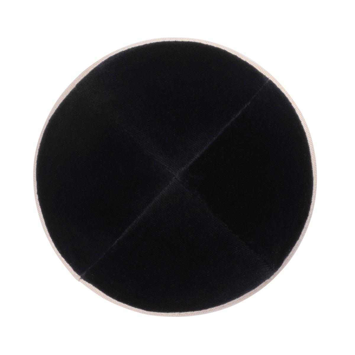IKIPPAH BLACK VELVET W/ BEIGE LINEN RIM YARMULKE