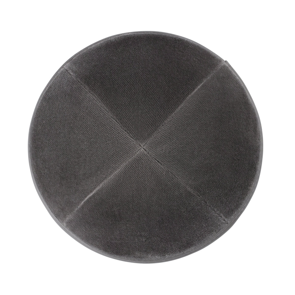 IKIPPAH GRAY VELVET W GRAY LEATHER RIM YARMULKE