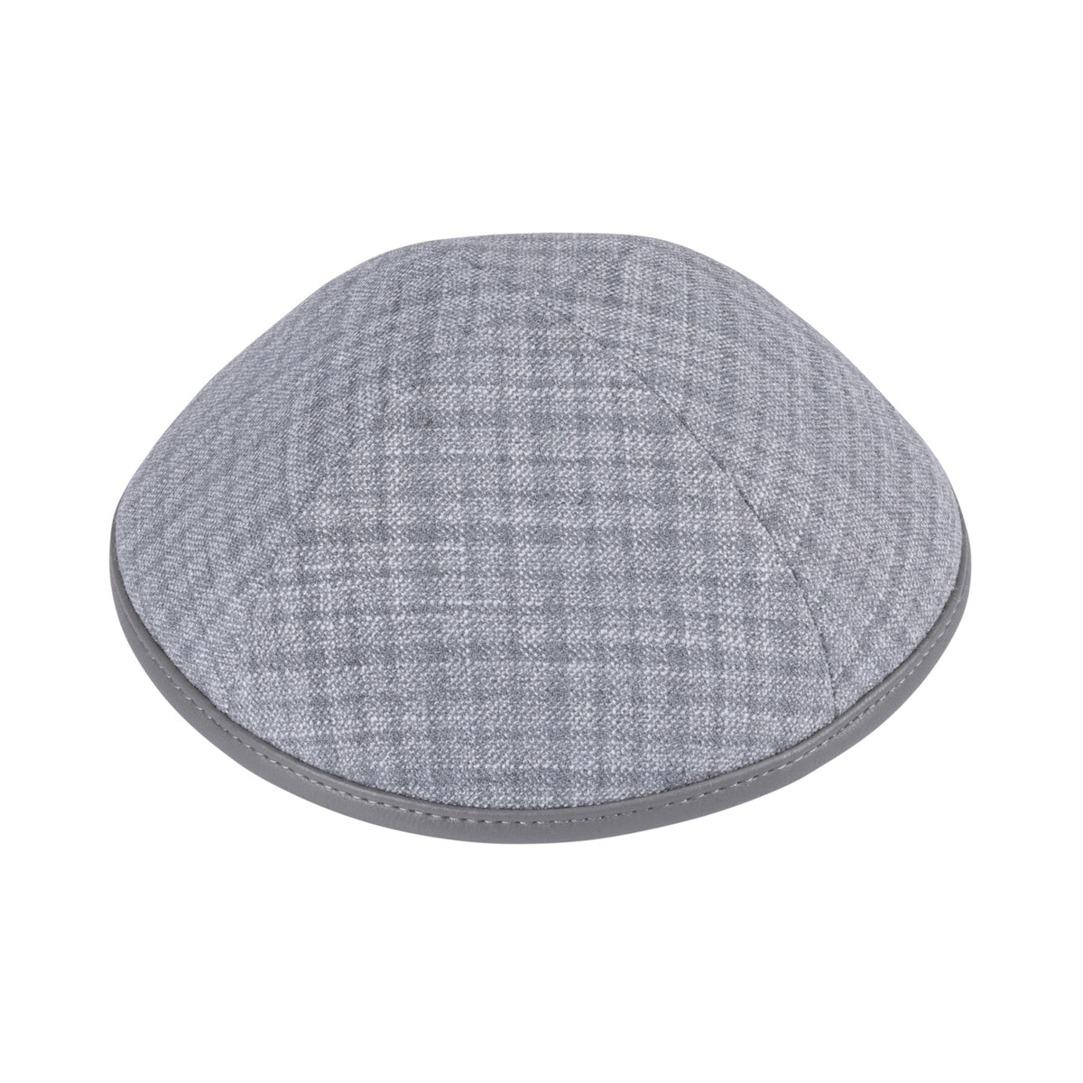 IKIPPAH GRAY PLAID W/ GRAY LEATHER RIM YARMULKE