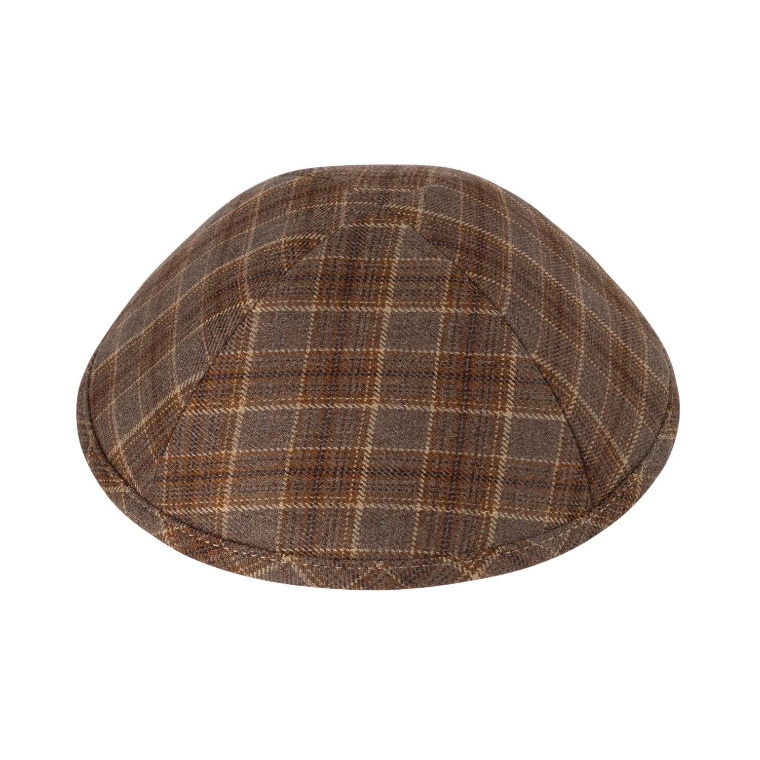 IKIPPAH BROWN & CAMEL BOX PLAID YARMULKE