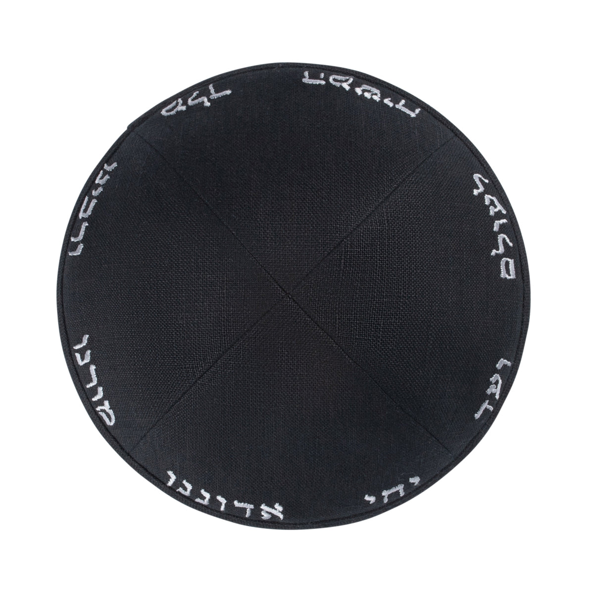 IKIPPAH YECHI 4 PANEL BLACK LINEN YARMULKE