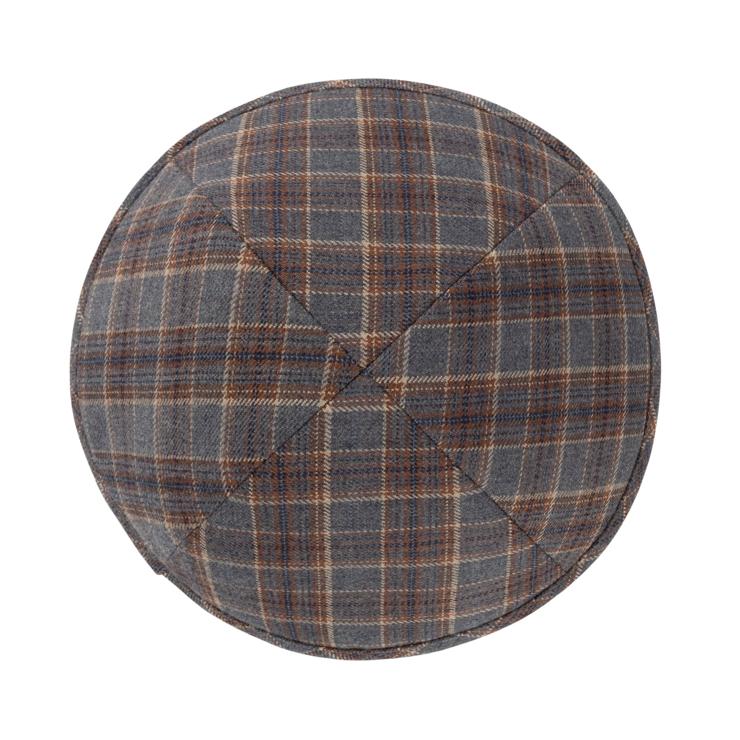 IKIPPAH BROWN & GRAY BOX PLAID YARMULKE