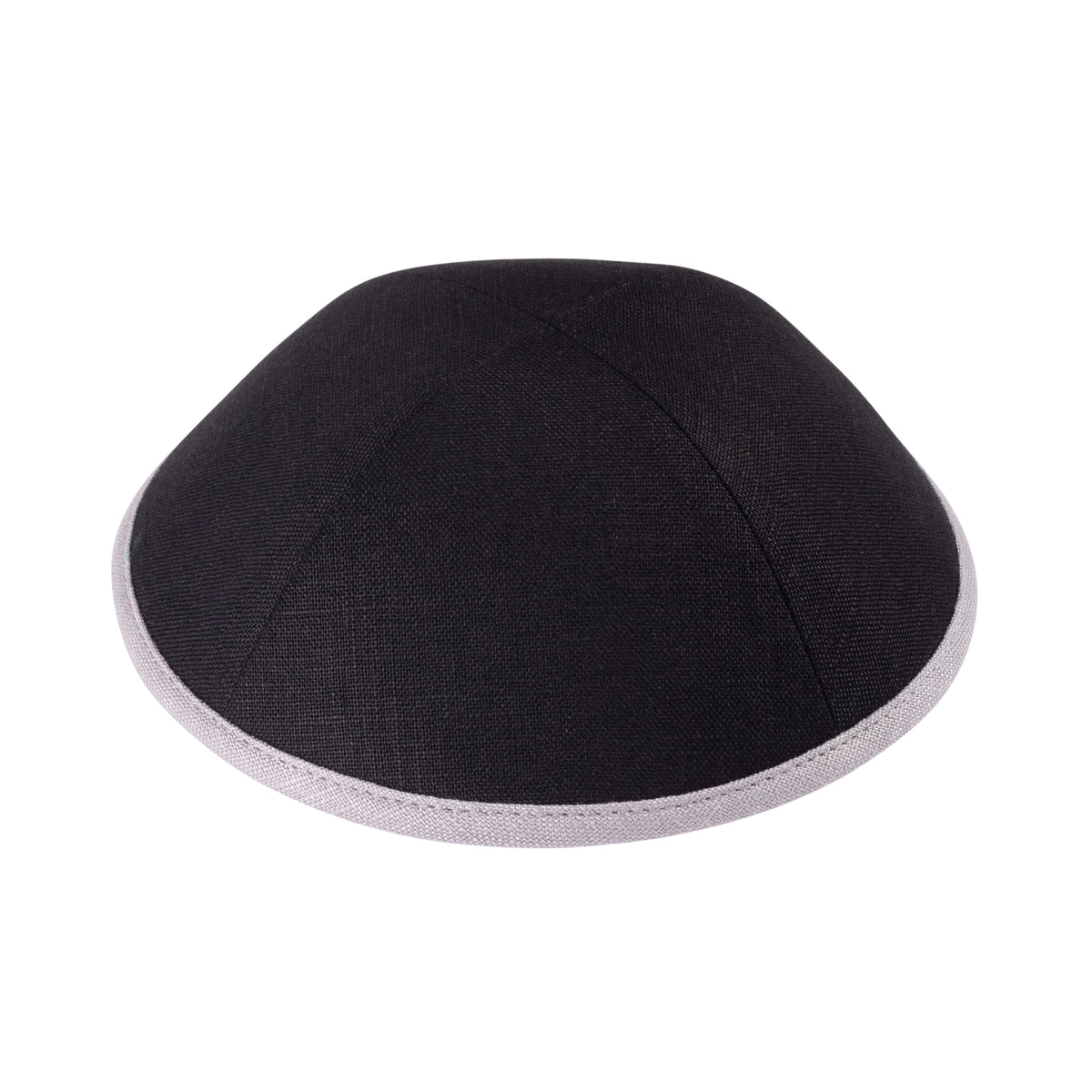 IKIPPAH BLACK LINEN W/ COLORED RIMS YARMULKE