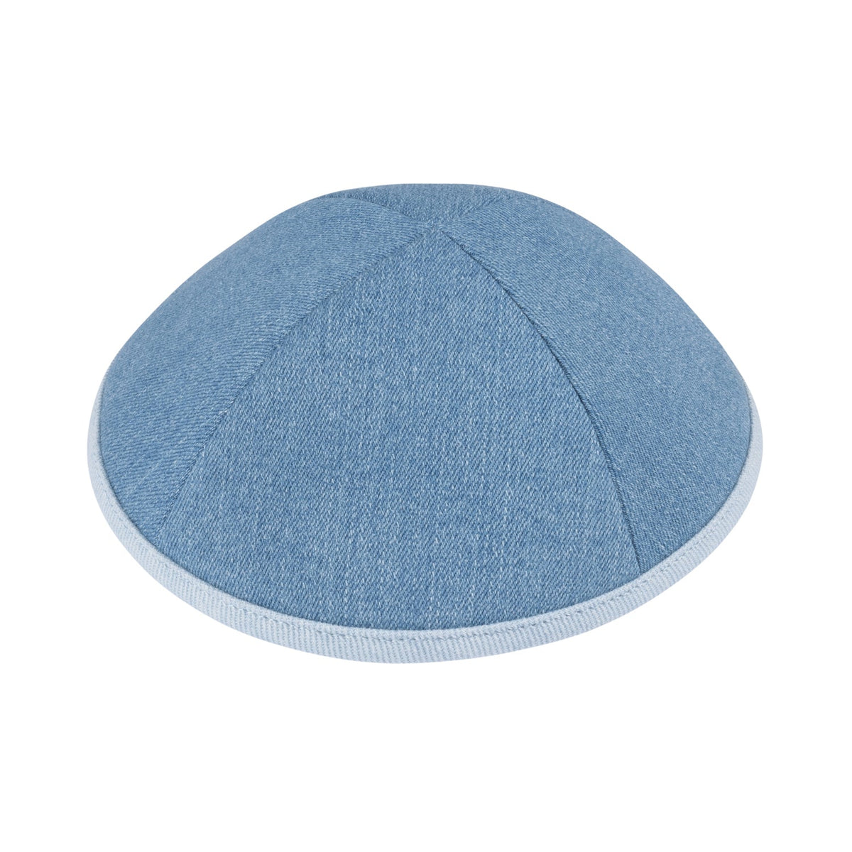 IKIPPAH LIGHT BLUE DENIM W/ COLORFUL RIM YARMULKE
