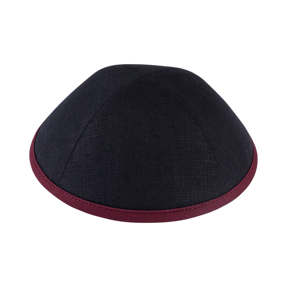 IKIPPAH BLACK LINEN W/ COLORED RIMS YARMULKE