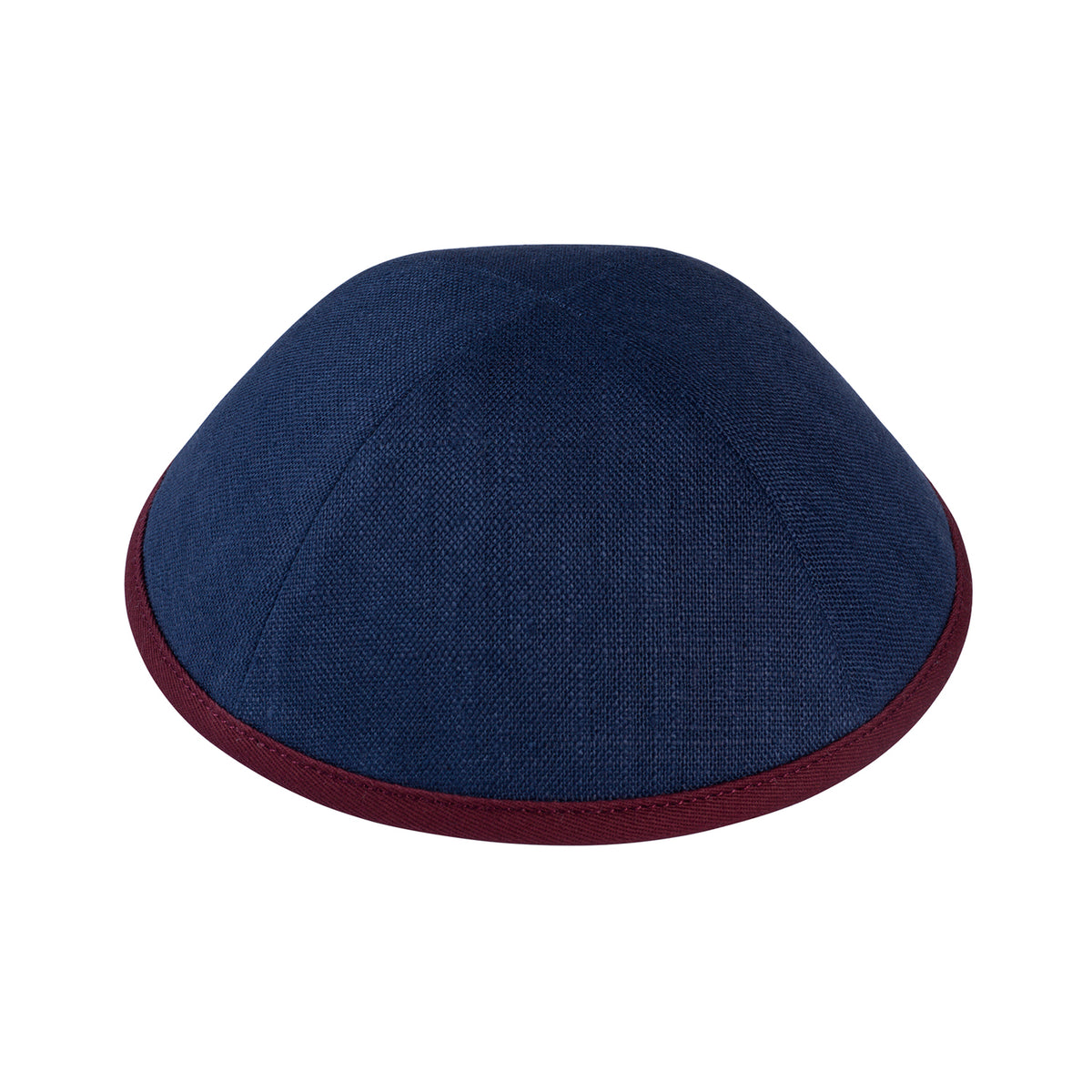 IKIPPAH NAVY LINEN W/ COLORED RIMS YARMULKE