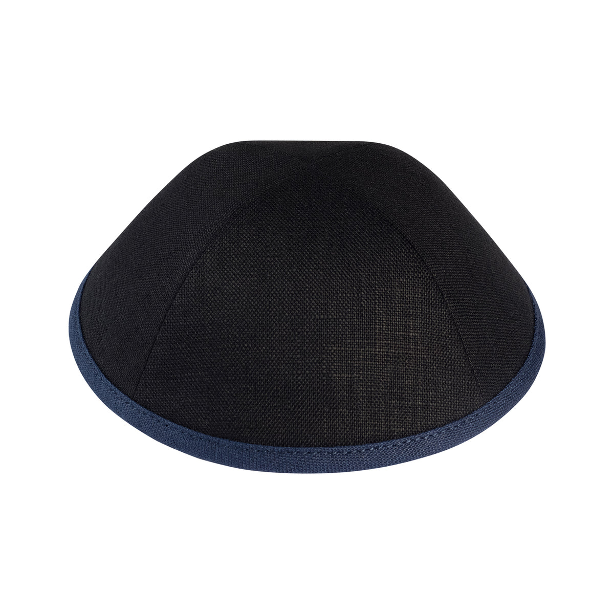 IKIPPAH BLACK LINEN W/ COLORED RIMS YARMULKE