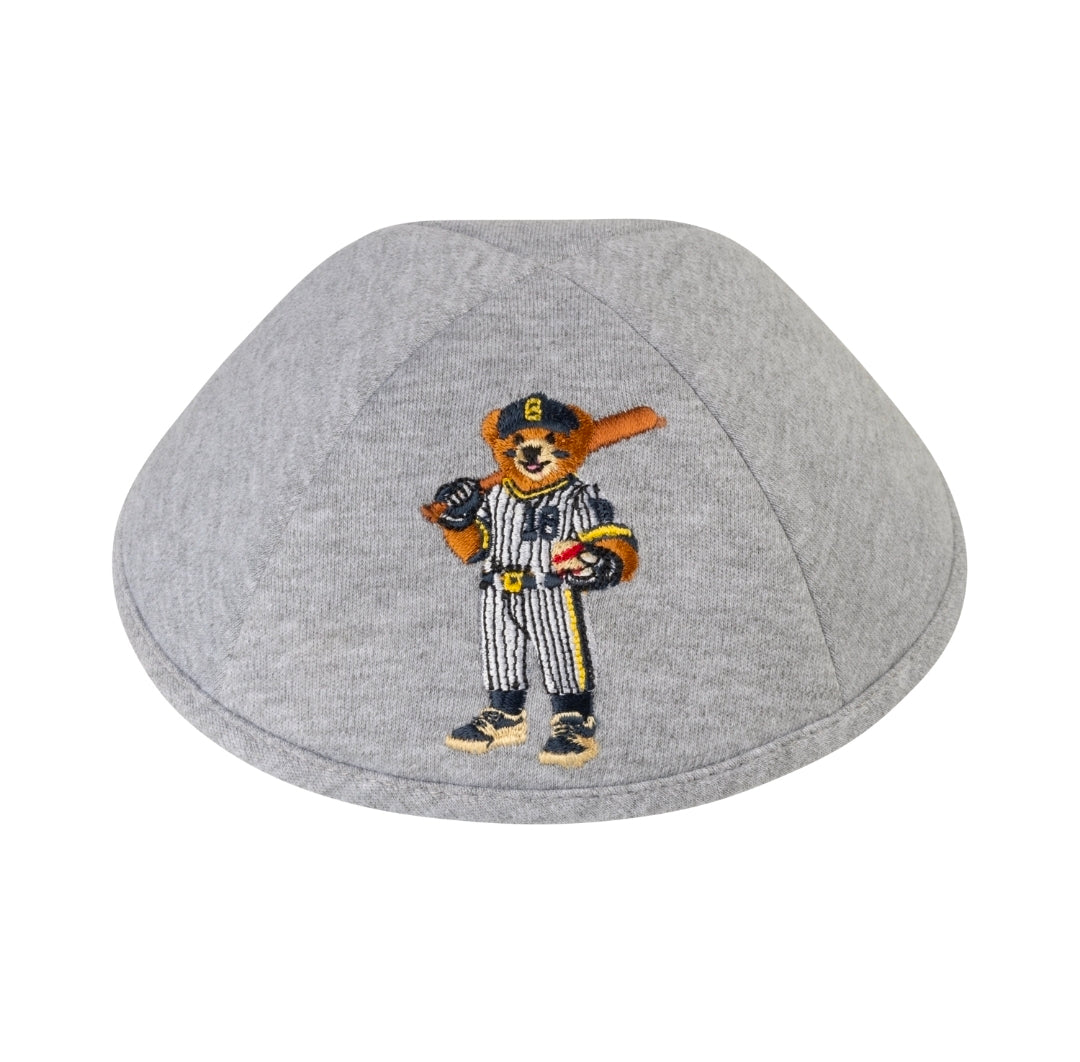 IKIPPAH BASEBALL DOV BEAR - GRAY JERSEY YARMULKE