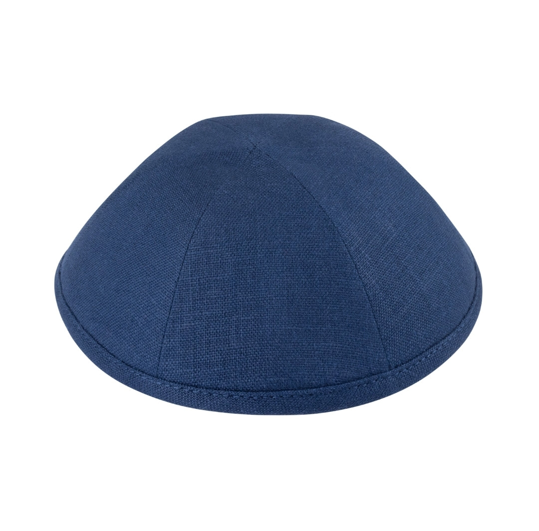 IKIPPAH NAVY LINEN - 6 PANEL YARMULKE