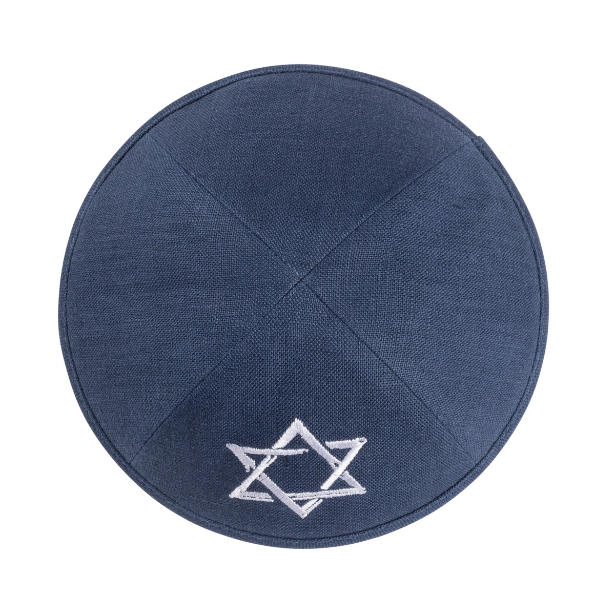 IKIPPAH NAVY LINEN W/ WHITE STAR YARMULKE
