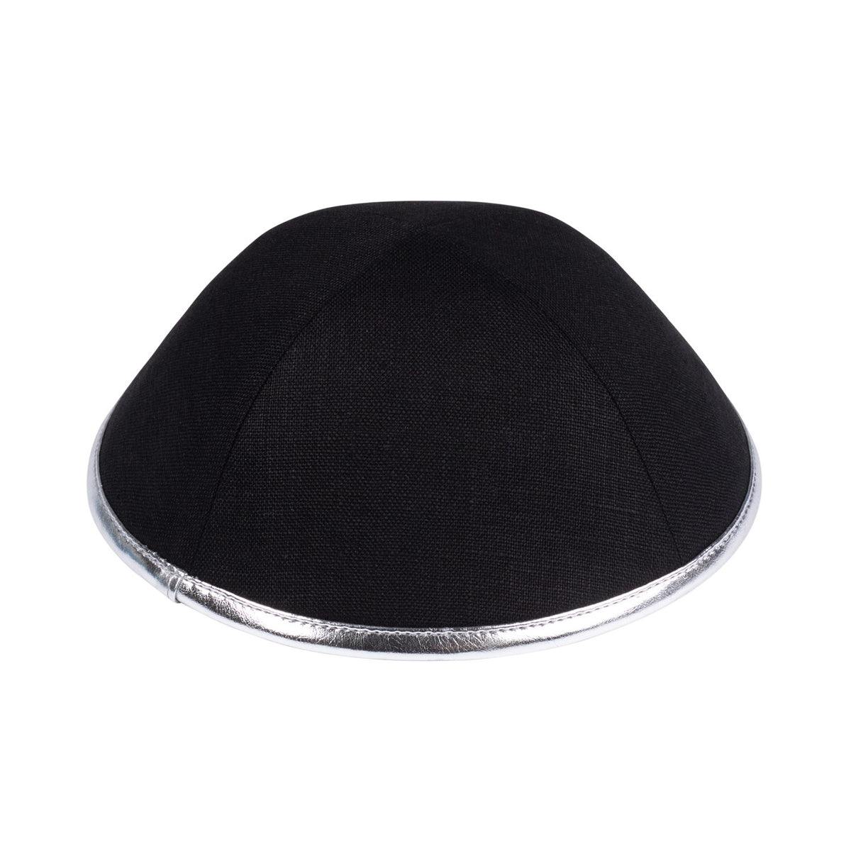 IKIPPAH BLACK LINEN W/ LEATHER RIM YARMULKE